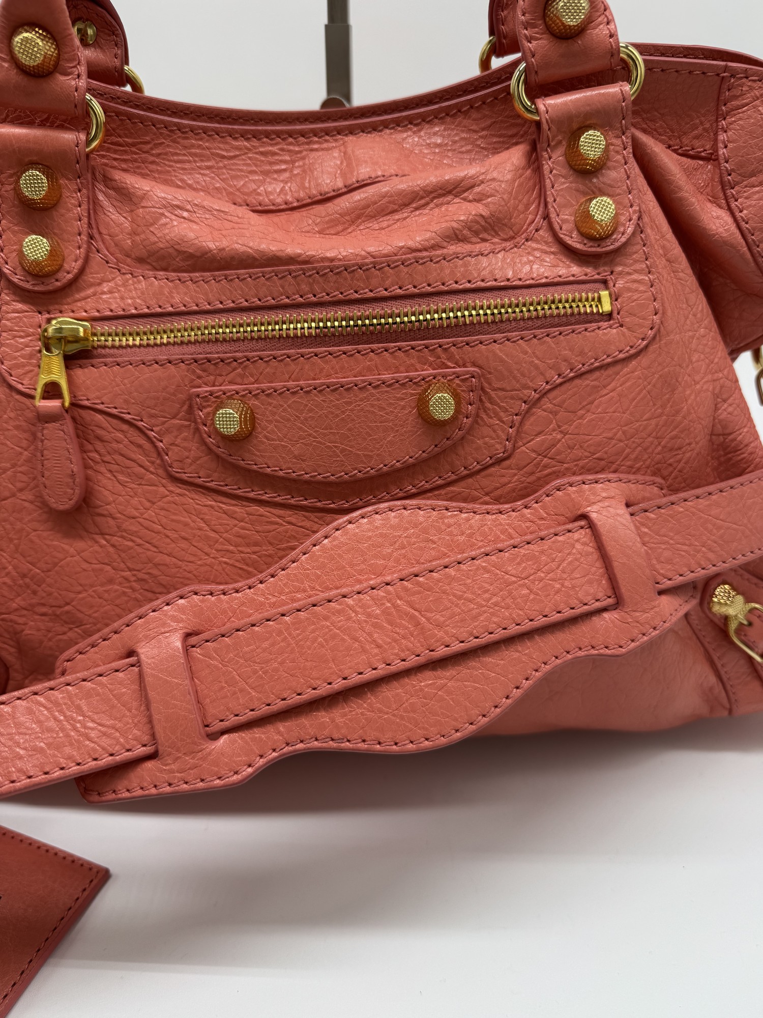 Balenciaga Lambskin Leather Giant 12 City Bag in Medium Pink Gold
