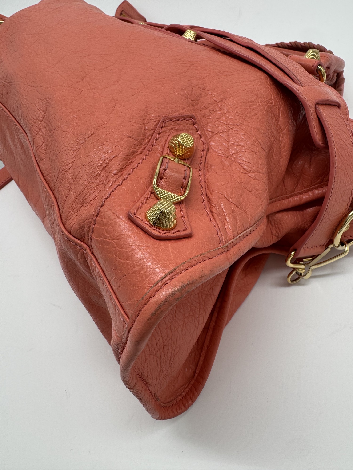 Balenciaga Lambskin Leather Giant 12 City Bag in Medium Pink Gold