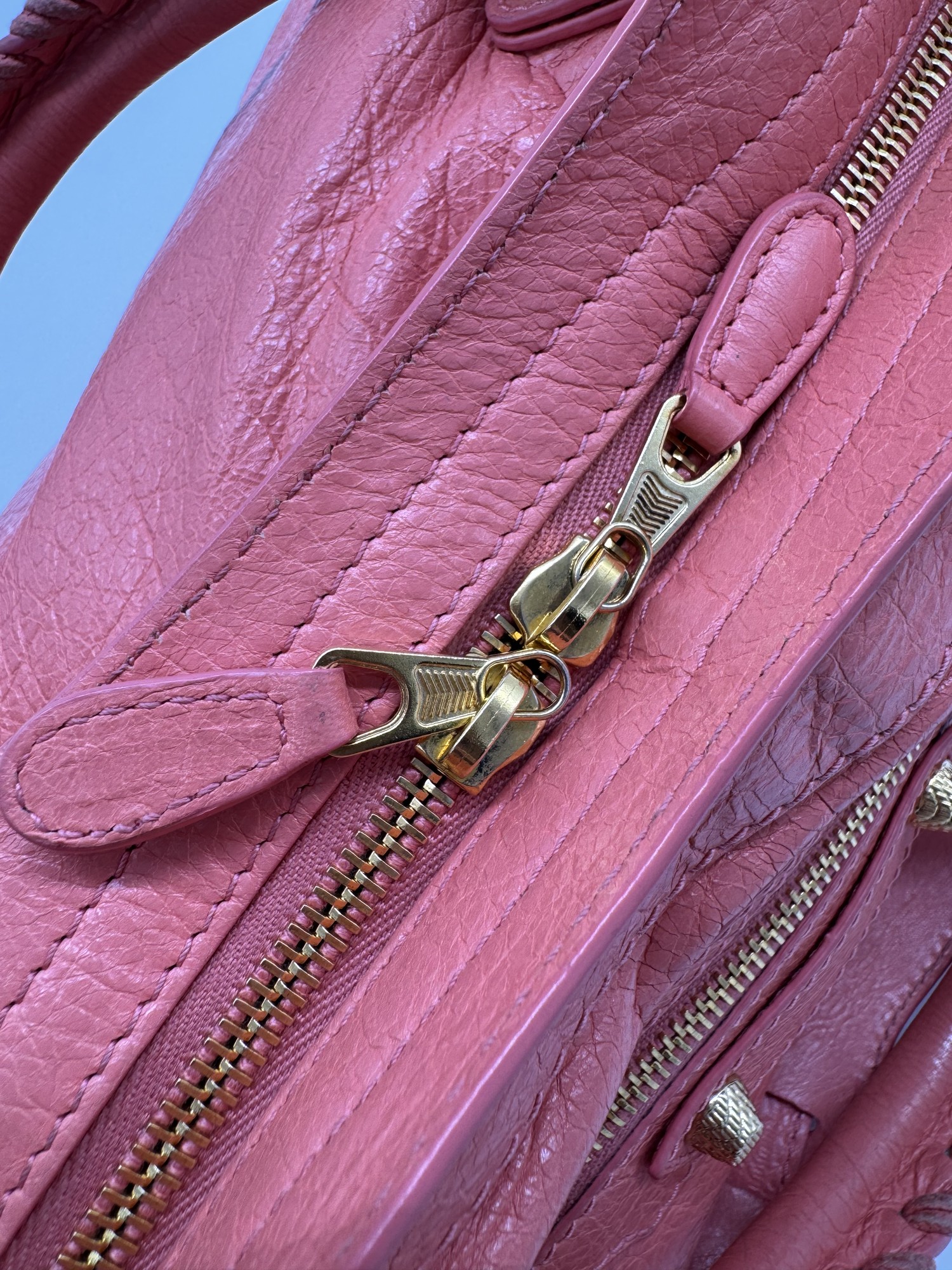 Balenciaga Lambskin Leather Giant 12 City Bag in Medium Pink Gold