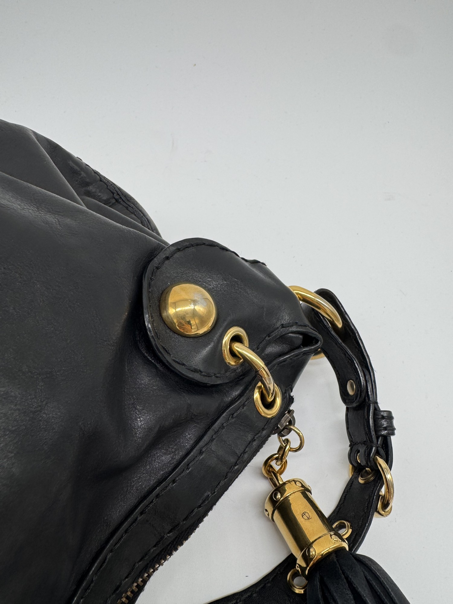 Gucci Babouska Black Leather Heart Hobo Shoulder Bag