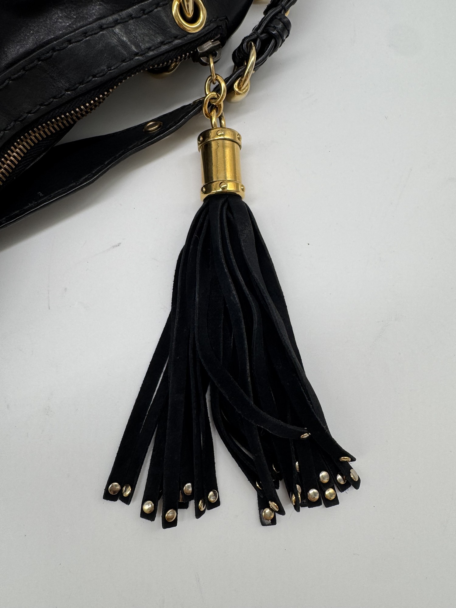 Gucci Babouska Black Leather Heart Hobo Shoulder Bag