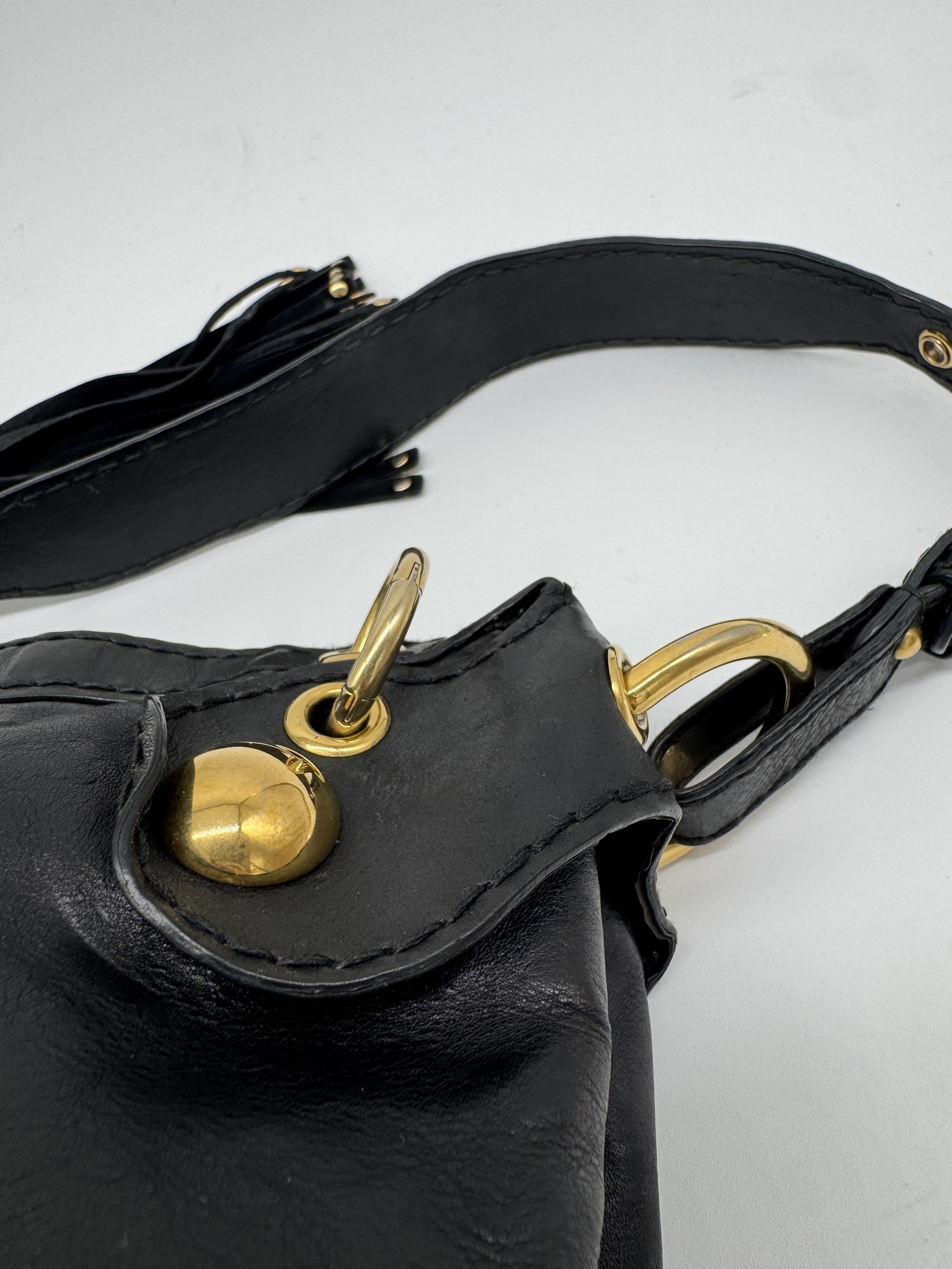 Gucci Babouska Black Leather Heart Hobo Shoulder Bag