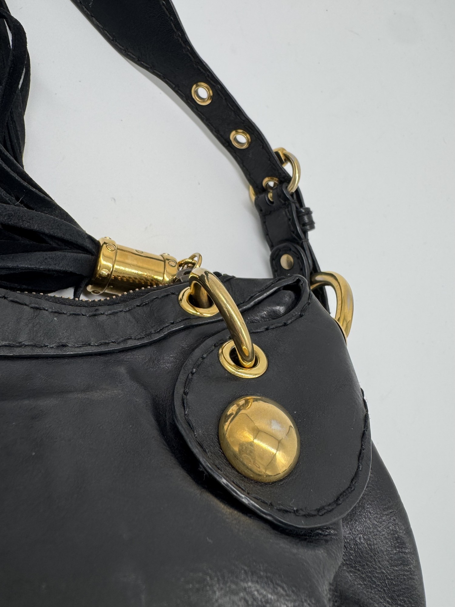 Gucci Babouska Black Leather Heart Hobo Shoulder Bag