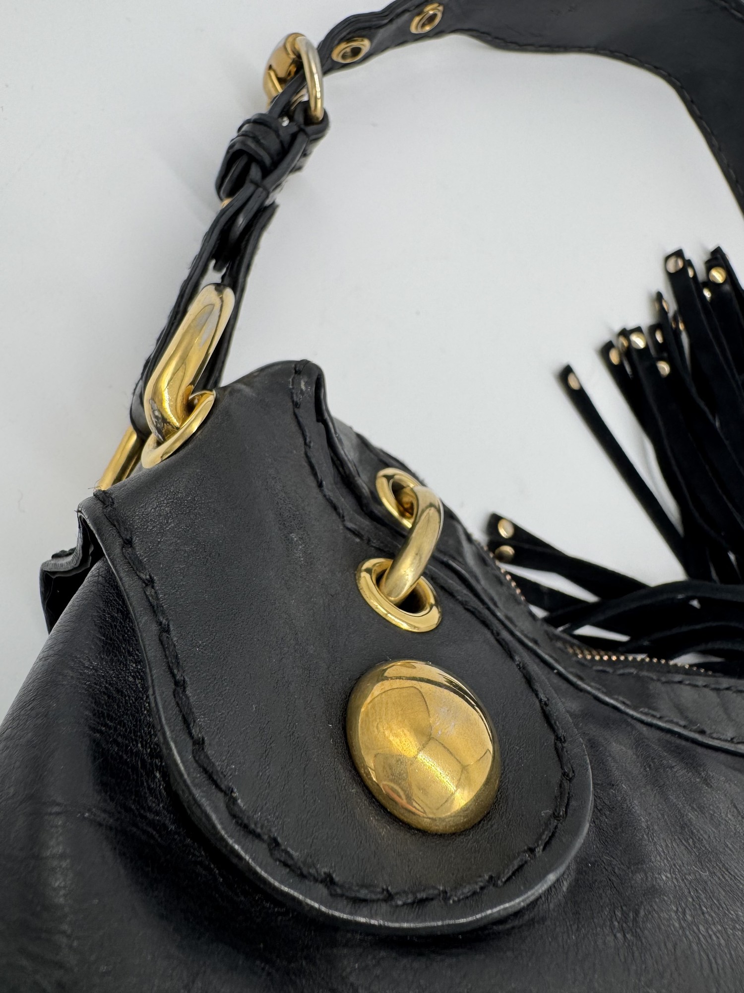 Gucci Babouska Black Leather Heart Hobo Shoulder Bag