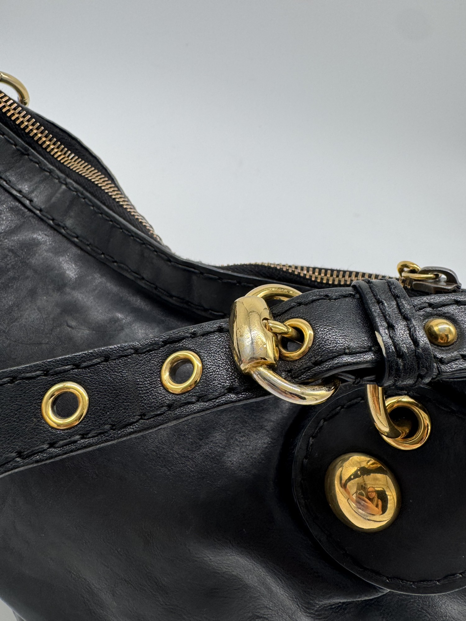 Gucci Babouska Black Leather Heart Hobo Shoulder Bag