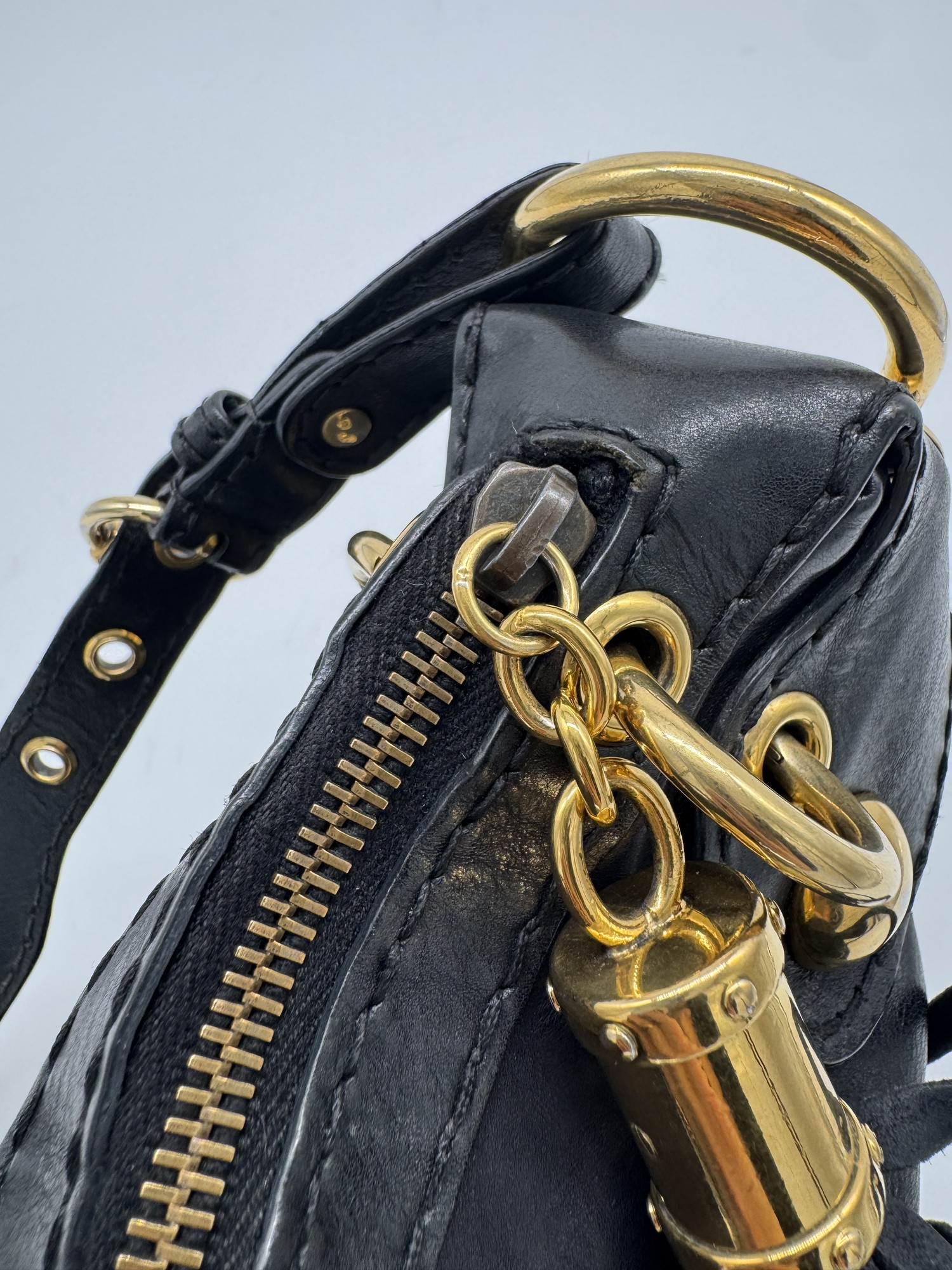 Gucci Babouska Black Leather Heart Hobo Shoulder Bag