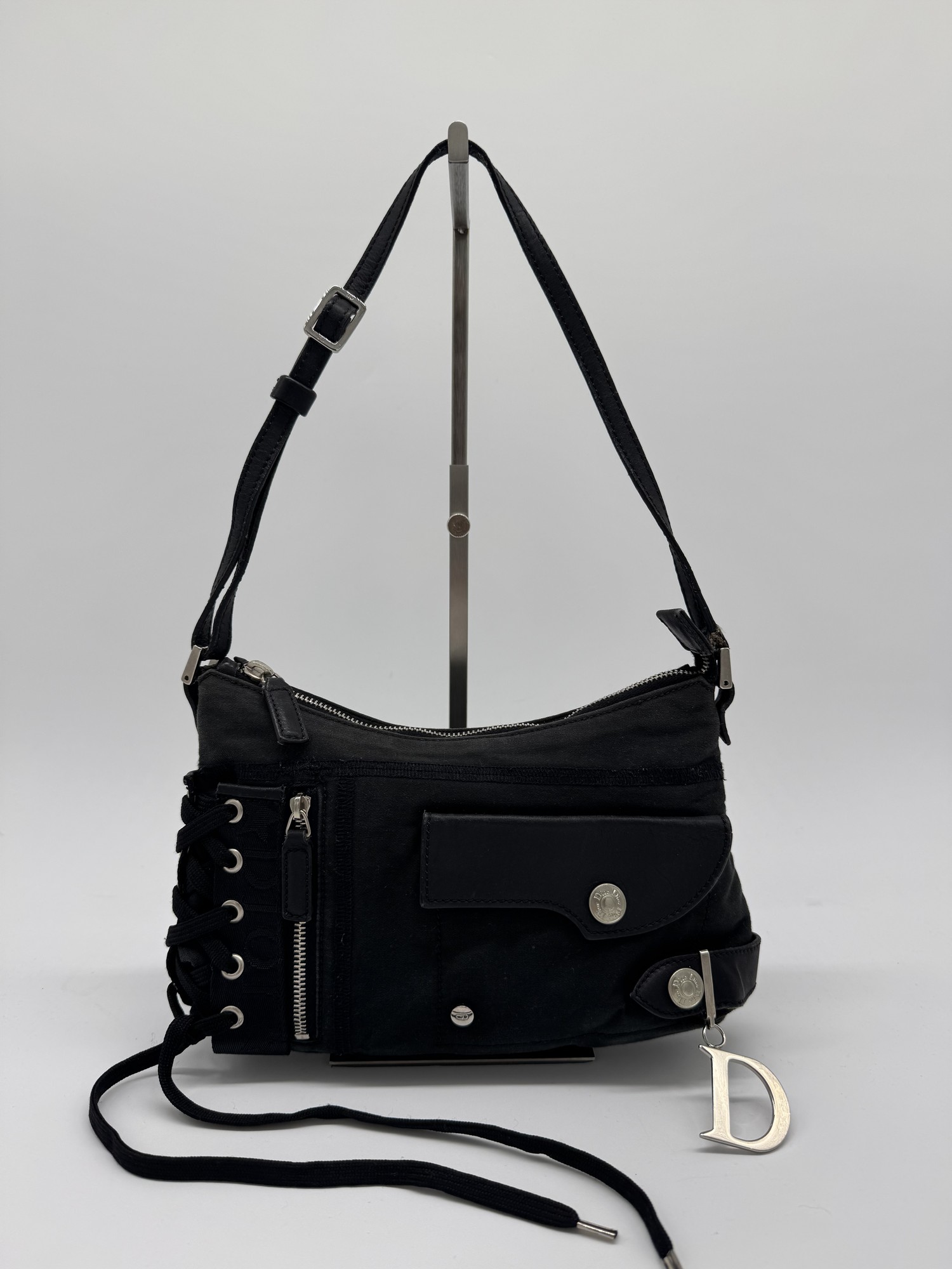 Dior Black Surf Lace-Up Bag by John Galliano 2004