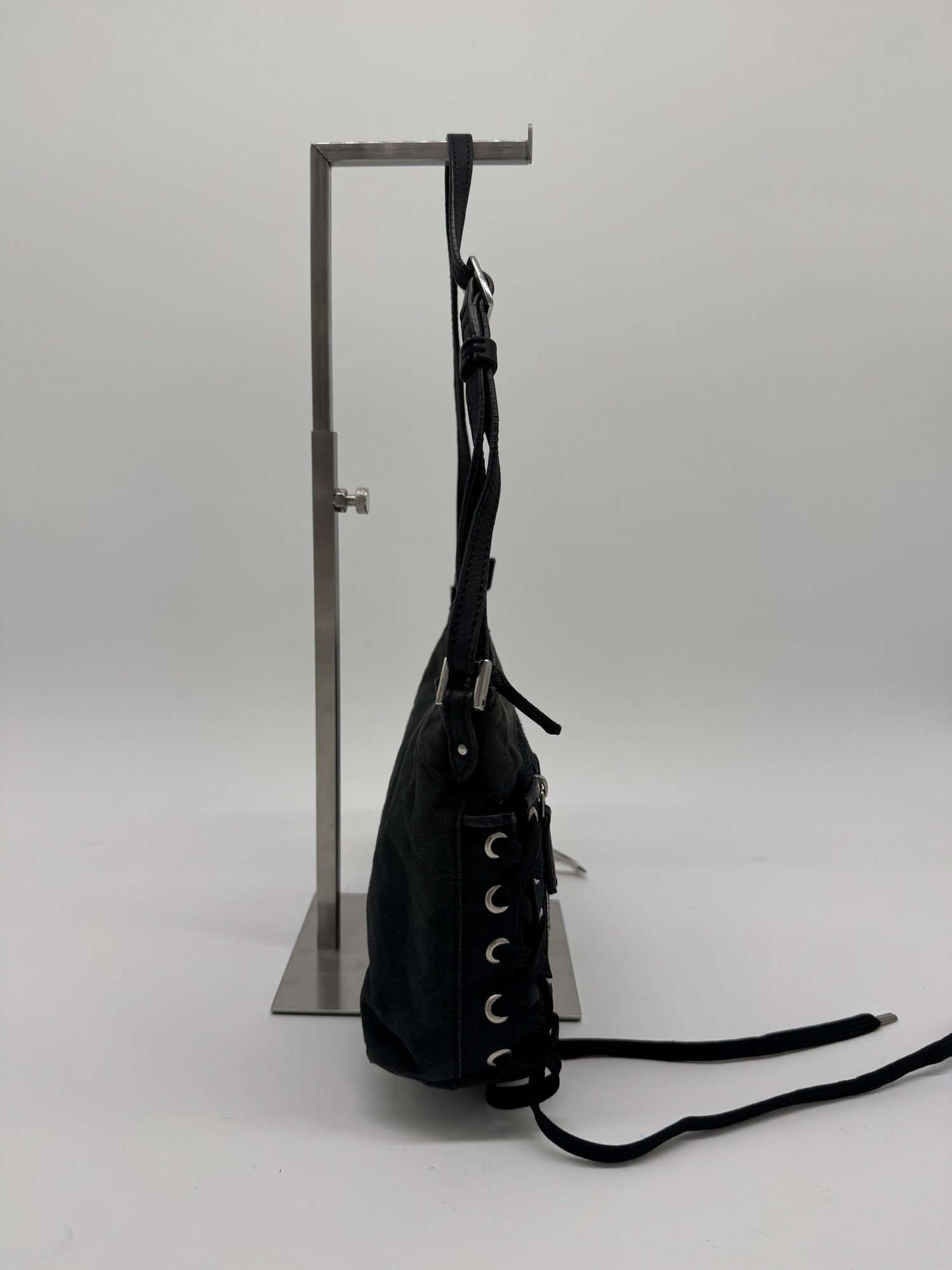Dior Black Surf Lace-Up Bag by John Galliano 2004