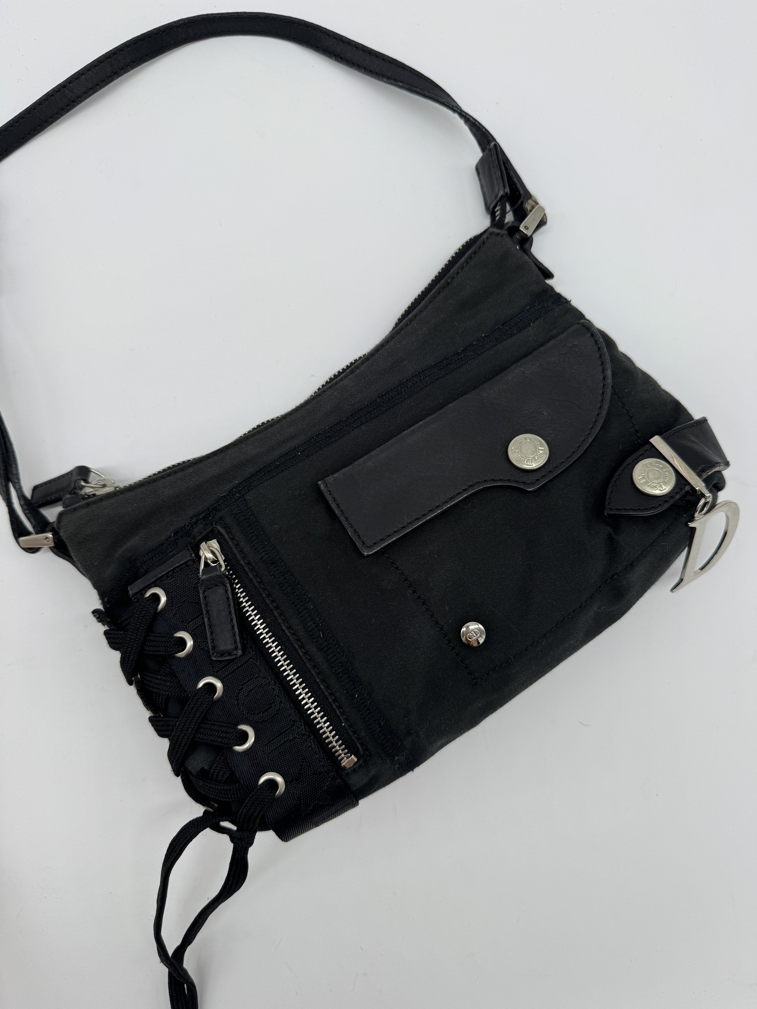 Dior Black Surf Lace-Up Bag by John Galliano 2004