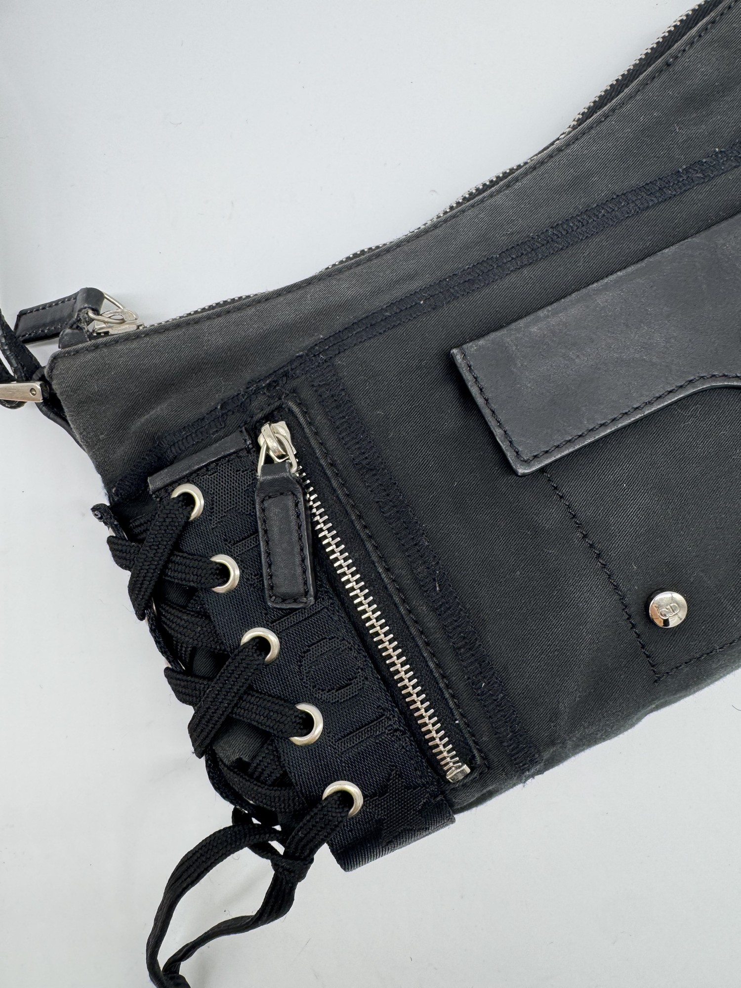 Dior Black Surf Lace-Up Bag by John Galliano 2004
