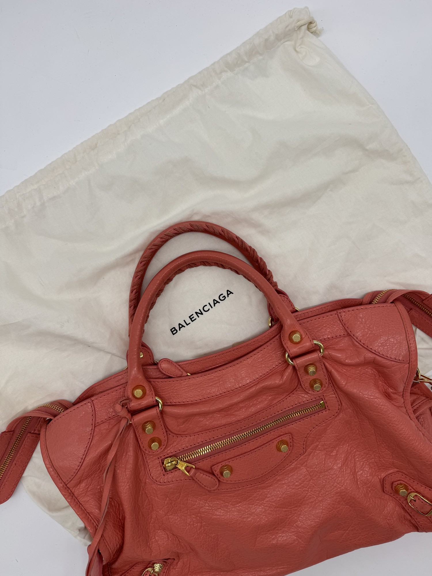 Balenciaga Lambskin Leather Giant 12 City Bag in Medium Pink Gold
