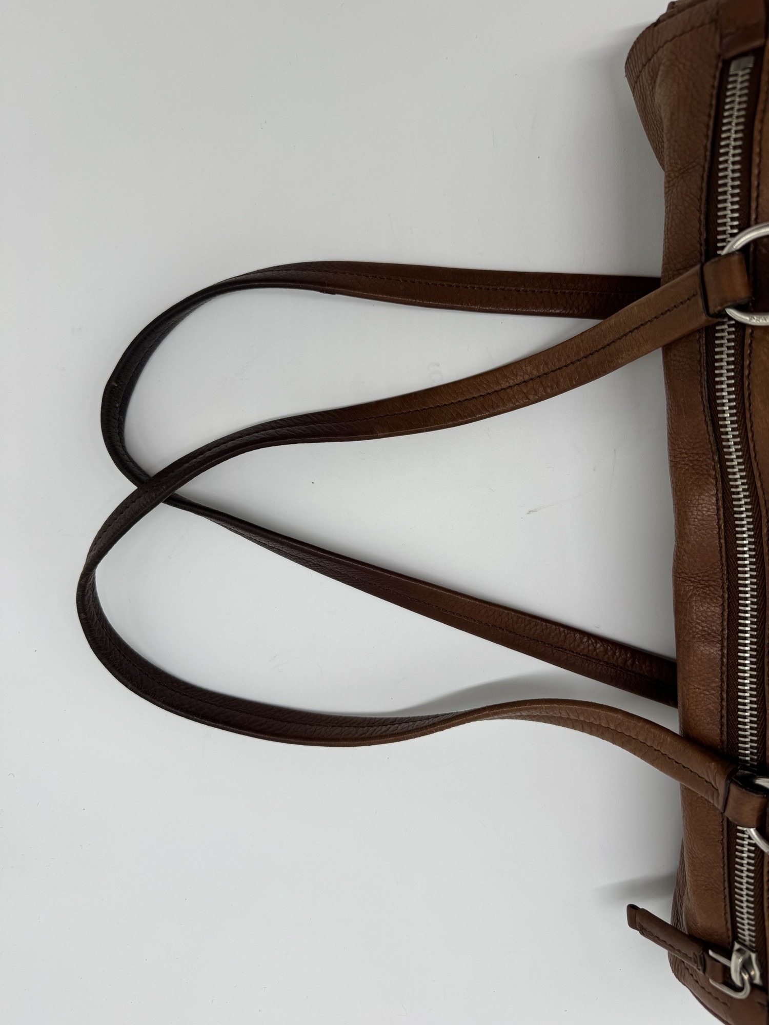 Prada Buffalo Easy Tobacco Brown Leather Shoulder Bag
