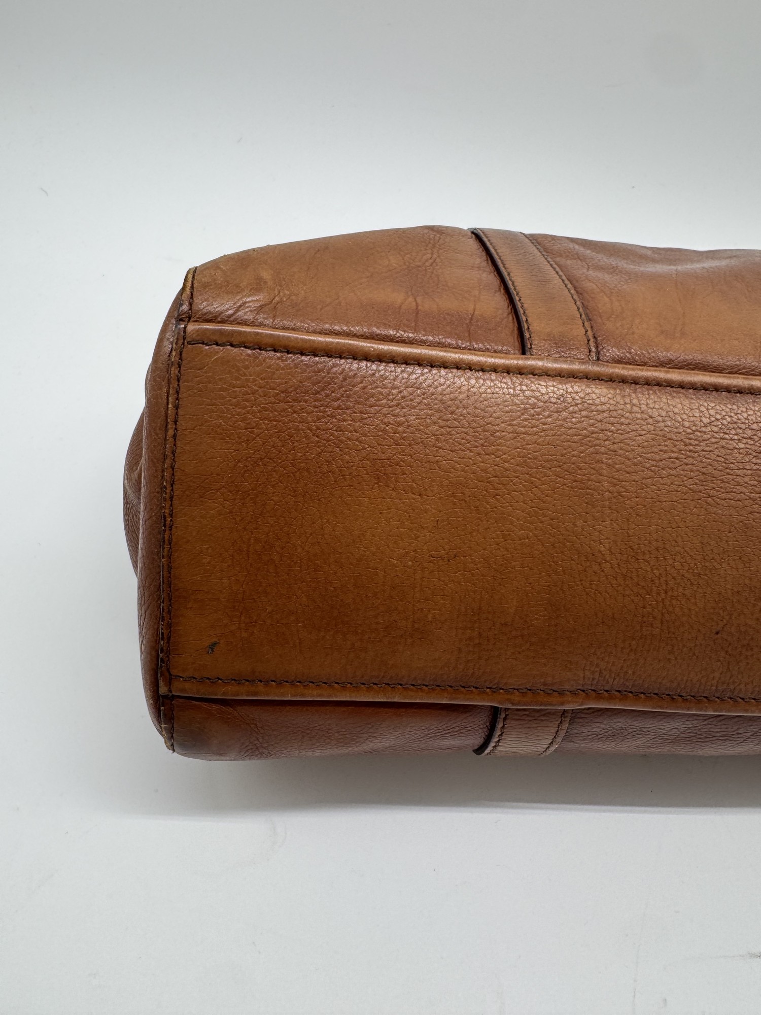 Prada Buffalo Easy Tobacco Brown Leather Shoulder Bag