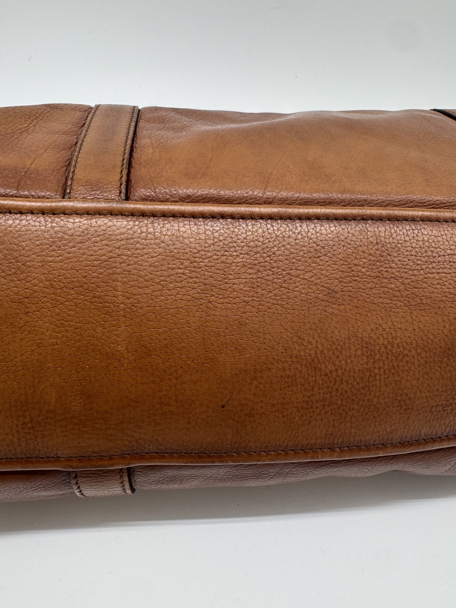 Prada Buffalo Easy Tobacco Brown Leather Shoulder Bag