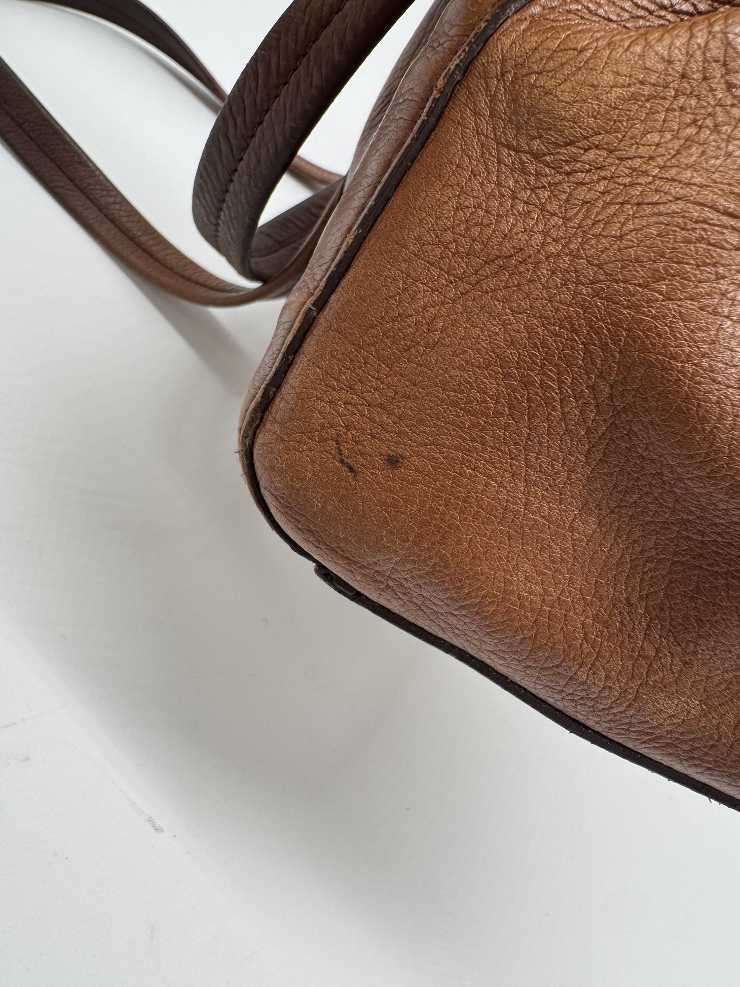 Prada Buffalo Easy Tobacco Brown Leather Shoulder Bag
