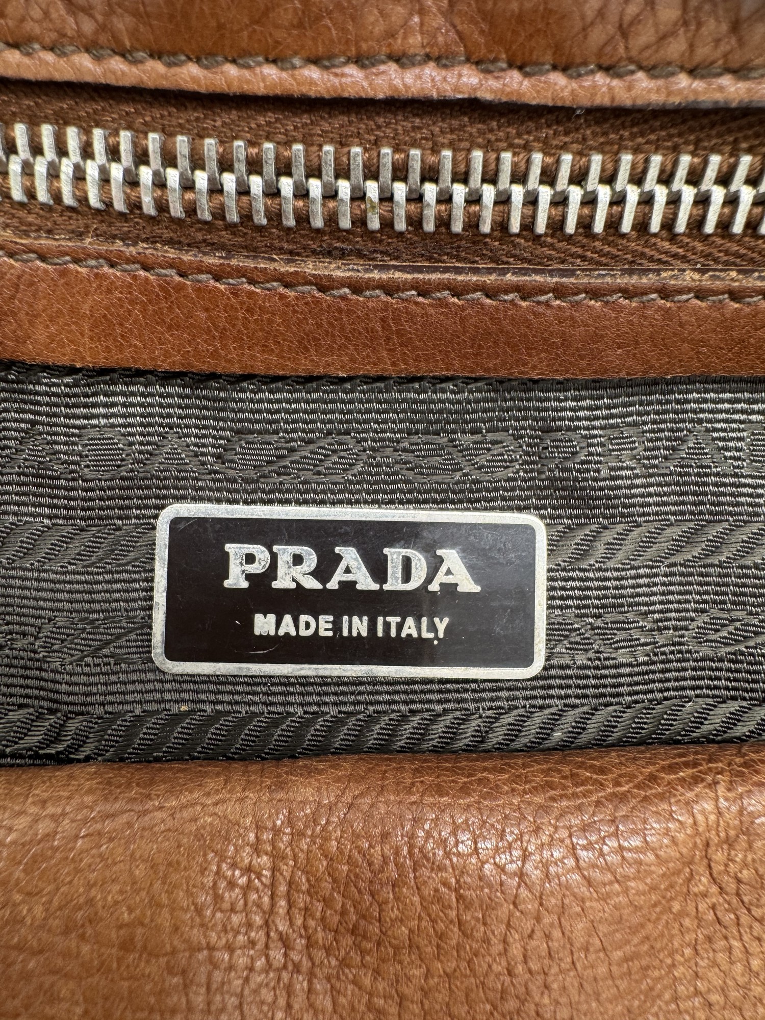 Prada Buffalo Easy Tobacco Brown Leather Shoulder Bag