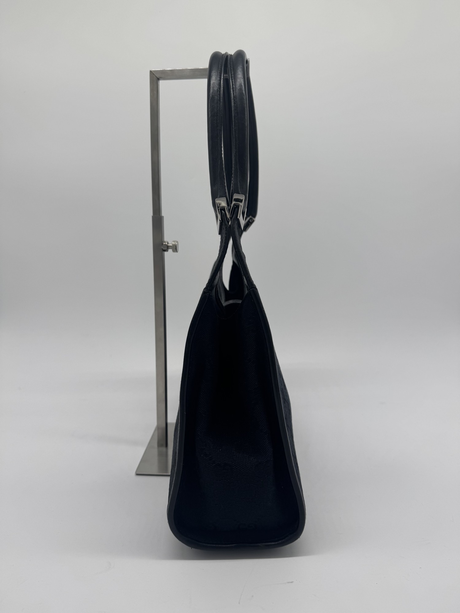 Gucci GG Canvas Jackie Bardot Black Monogram Shoulder Bag