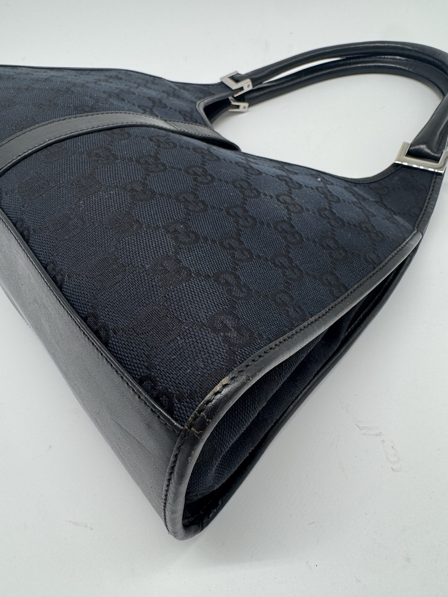 Gucci GG Canvas Jackie Bardot Black Monogram Shoulder Bag