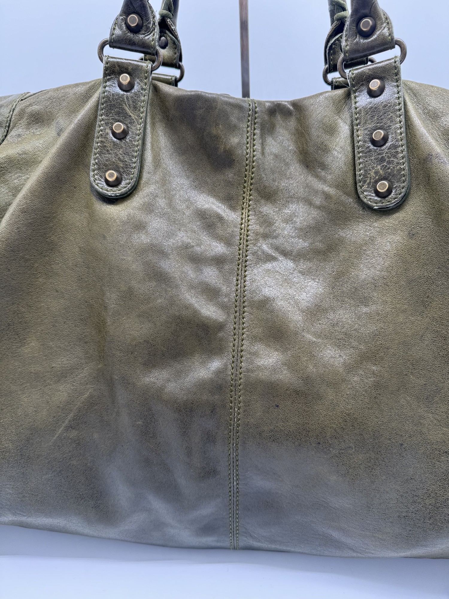 Balenciaga Classic Weekender Bag – Olive Green Leather