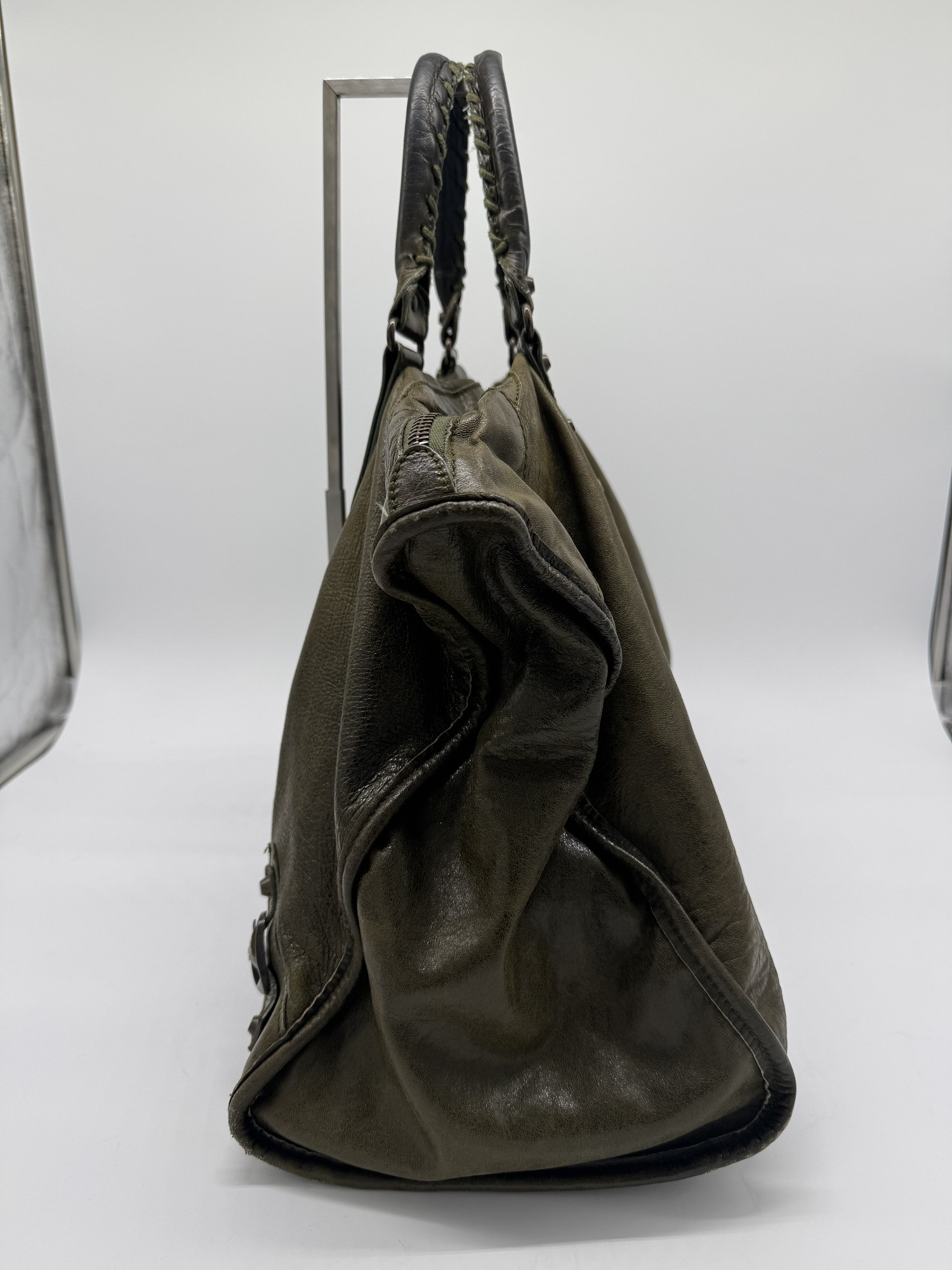 Balenciaga Classic Weekender Bag – Olive Green Leather