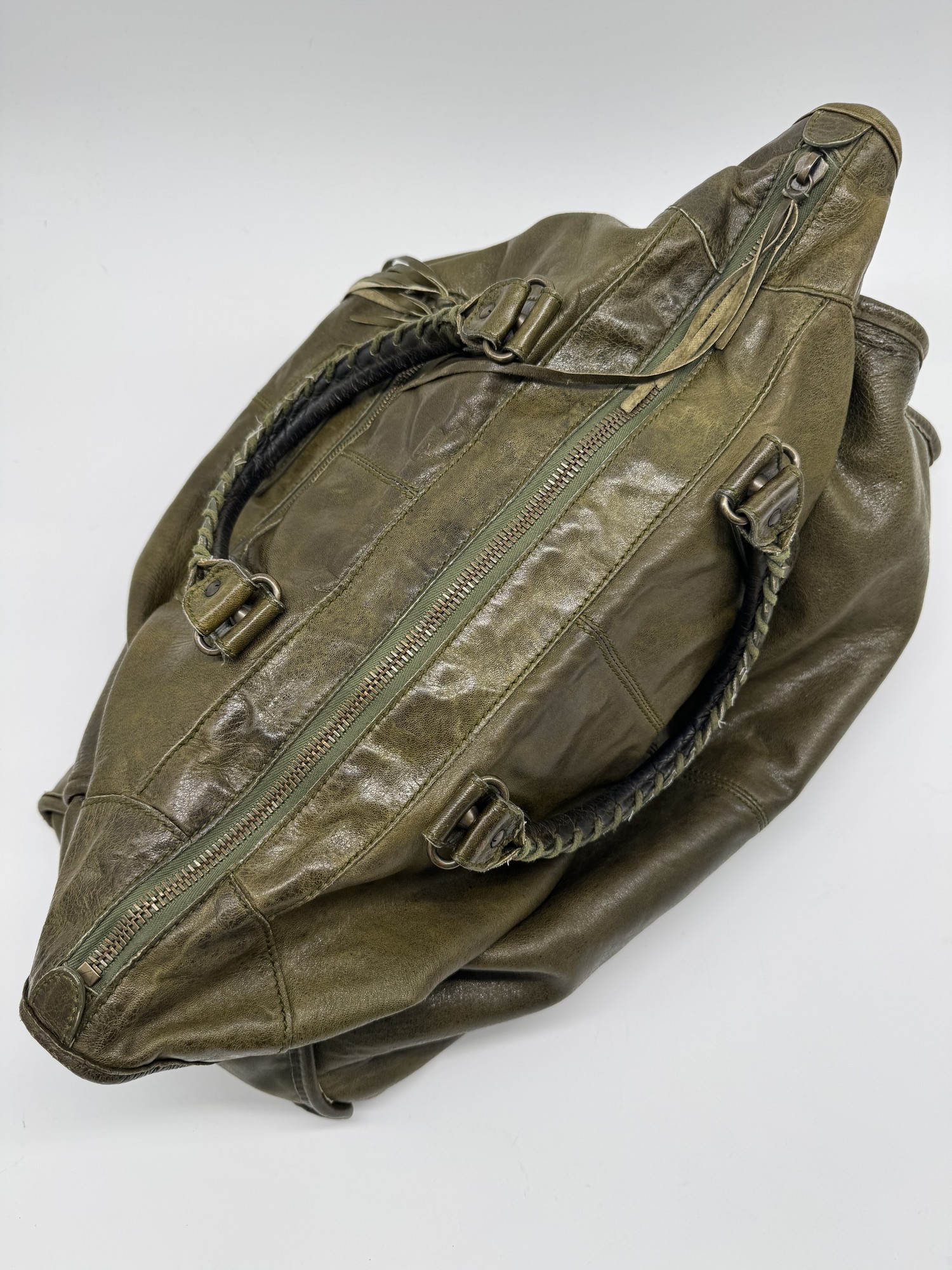 Balenciaga Classic Weekender Bag – Olive Green Leather