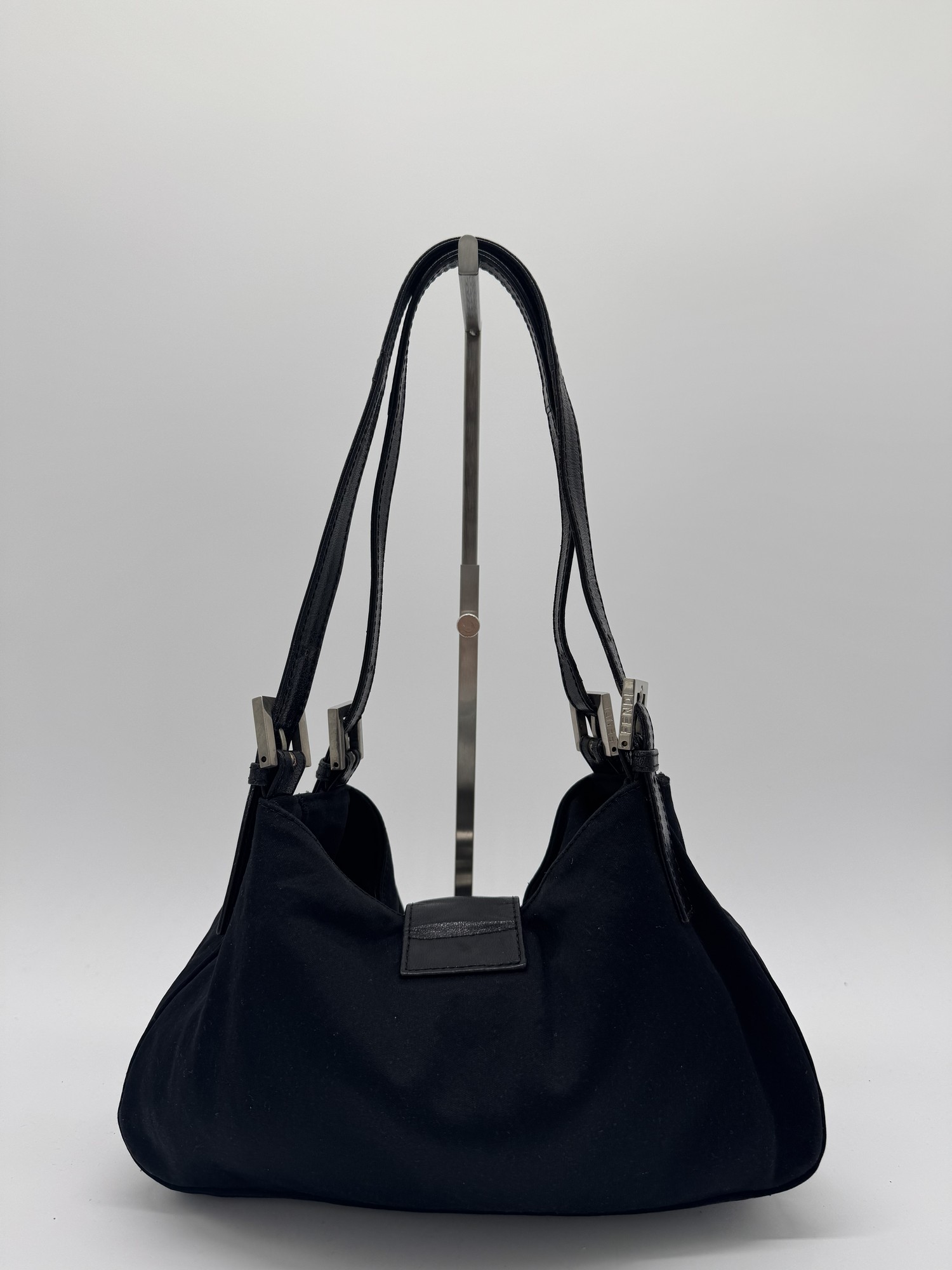 Fendi Nylon Black Baguette Shoulder Bag