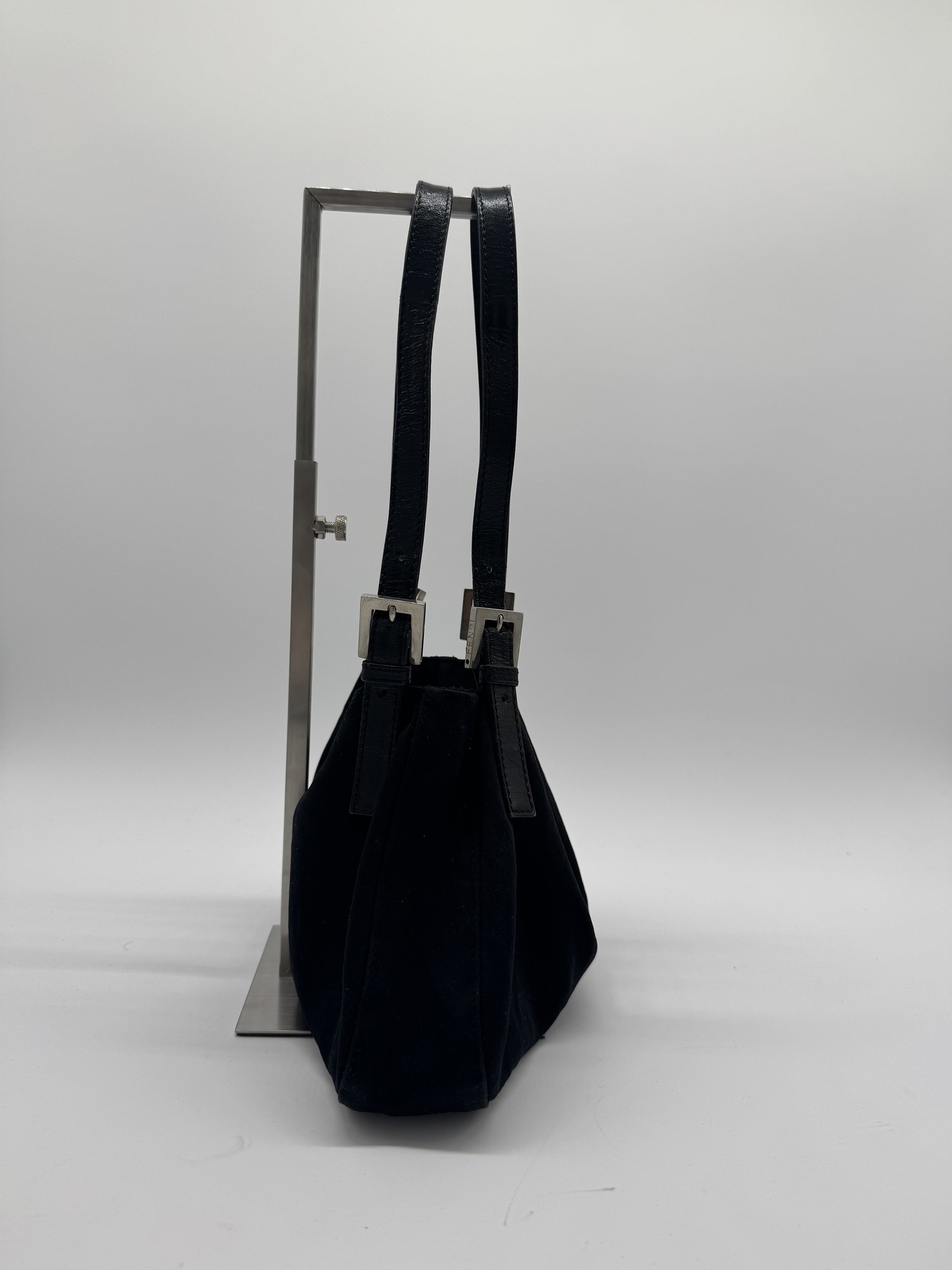 Fendi Nylon Black Baguette Shoulder Bag