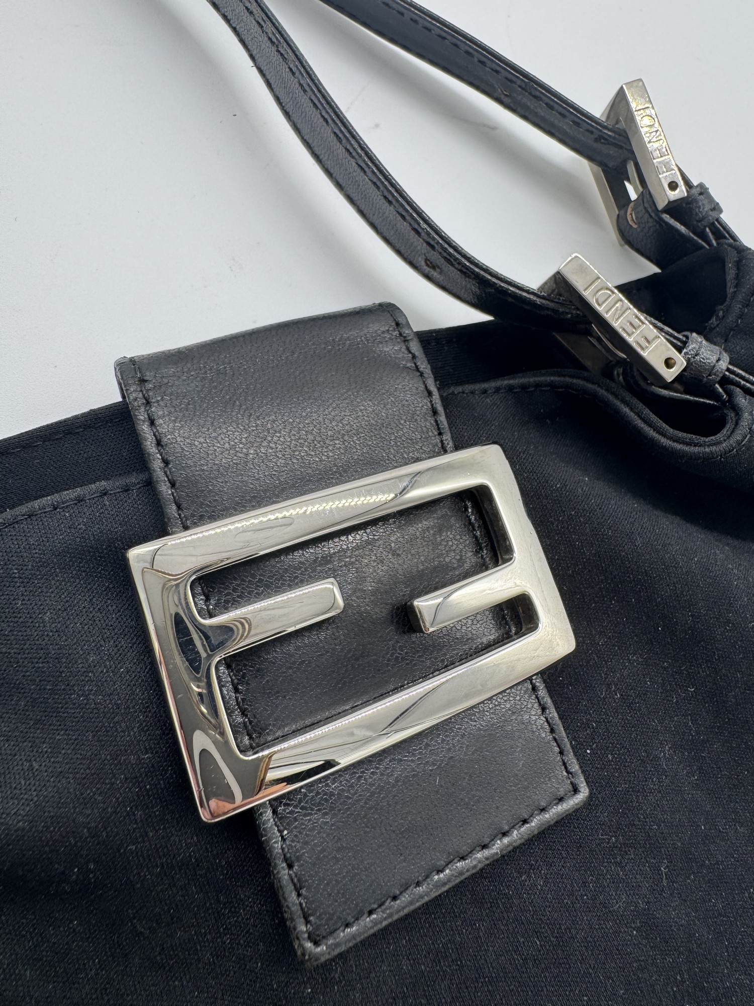 Fendi Nylon Black Baguette Shoulder Bag