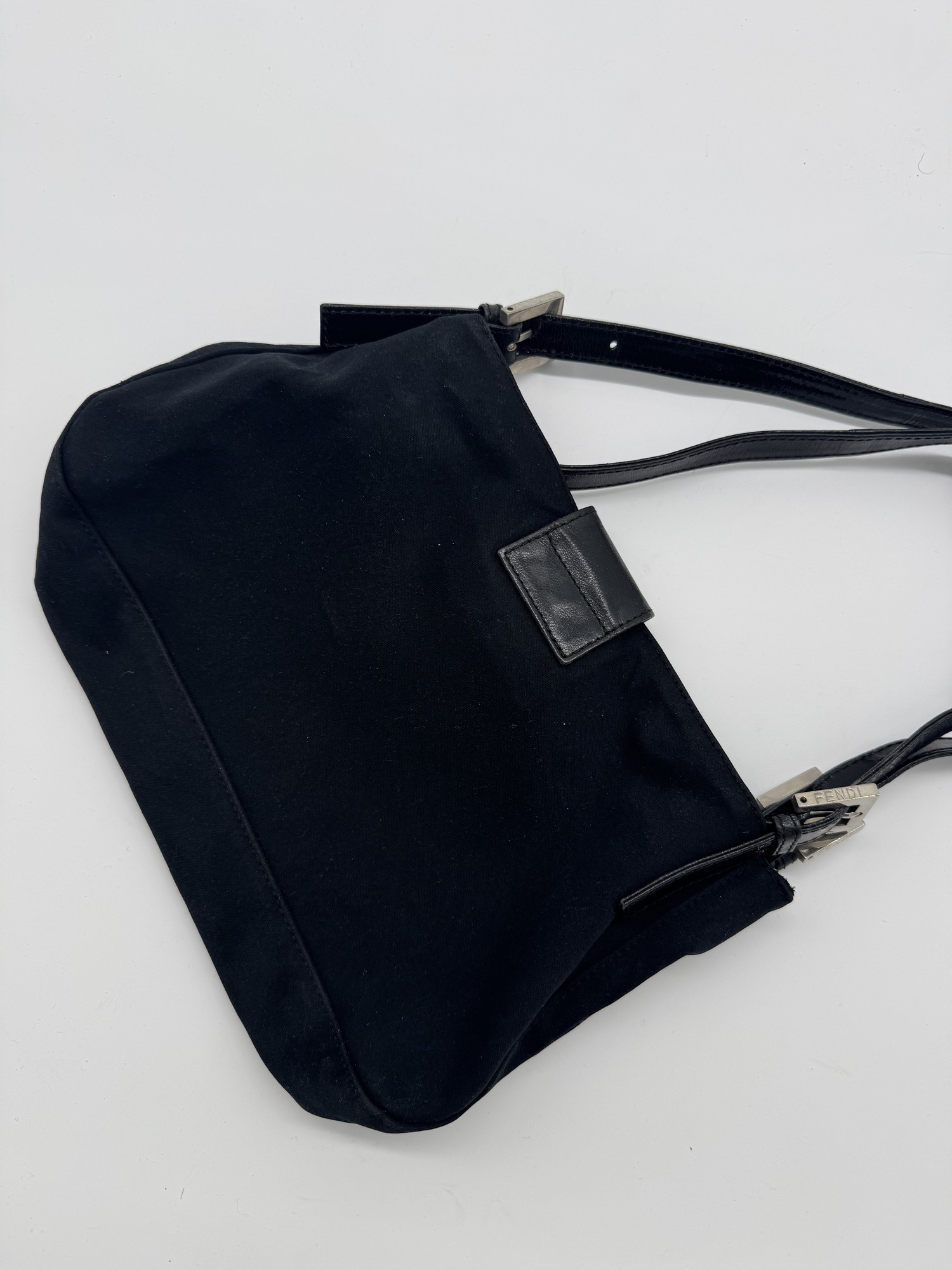 Fendi Nylon Black Baguette Shoulder Bag