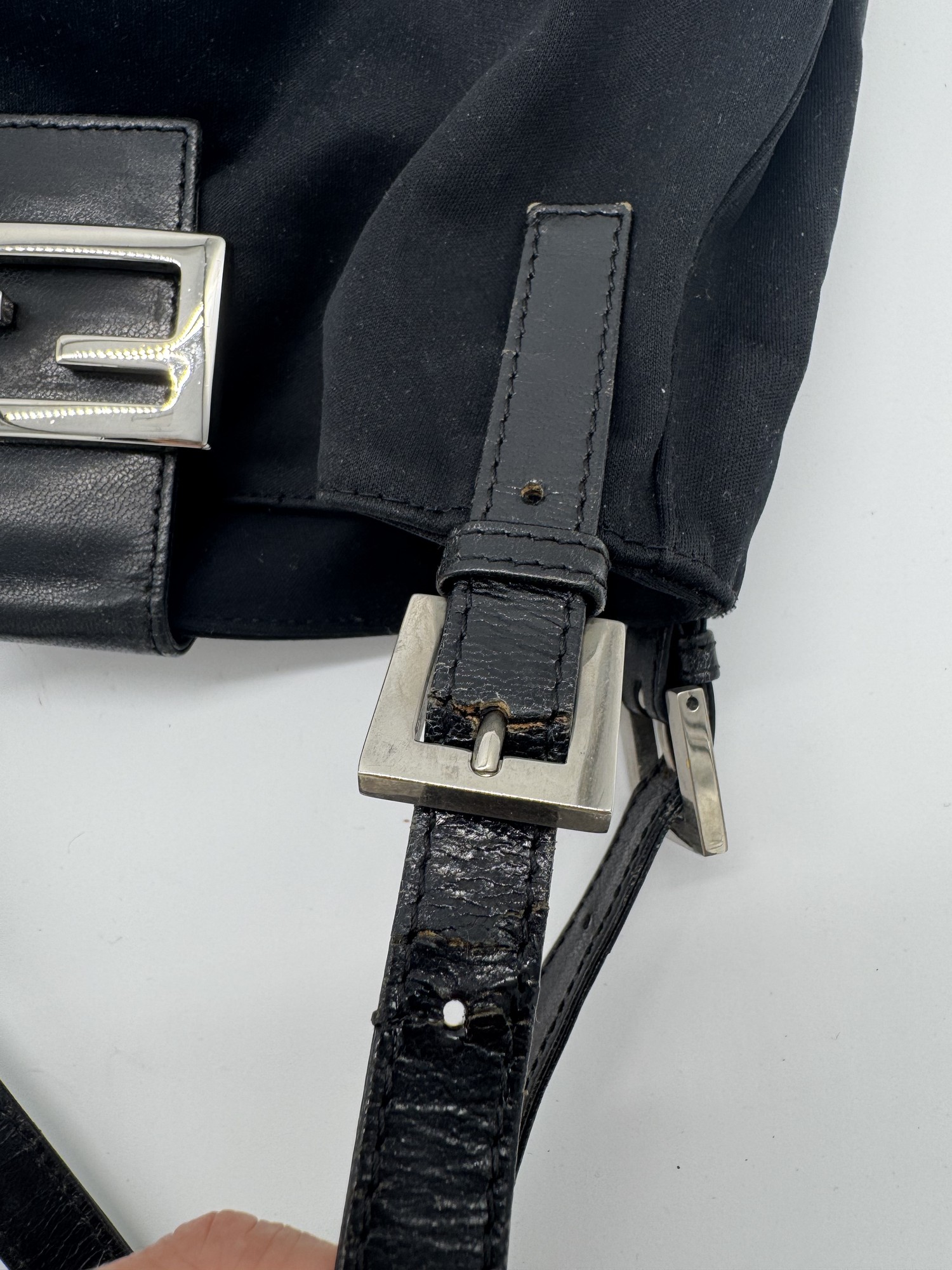 Fendi Nylon Black Baguette Shoulder Bag