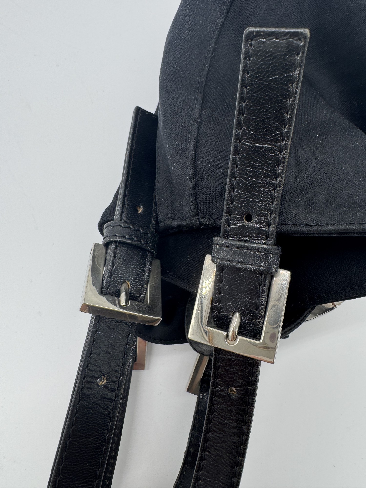 Fendi Nylon Black Baguette Shoulder Bag