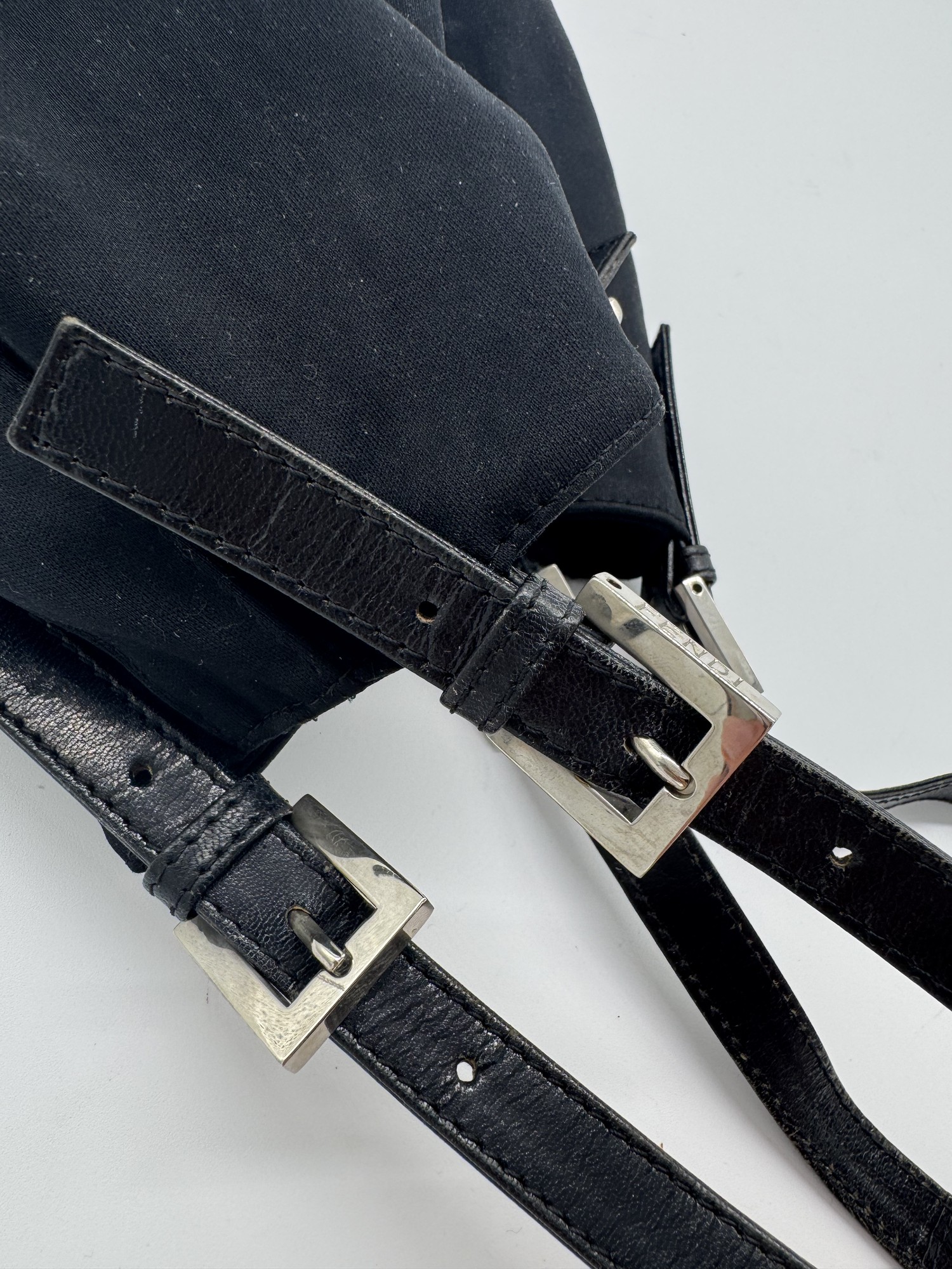 Fendi Nylon Black Baguette Shoulder Bag