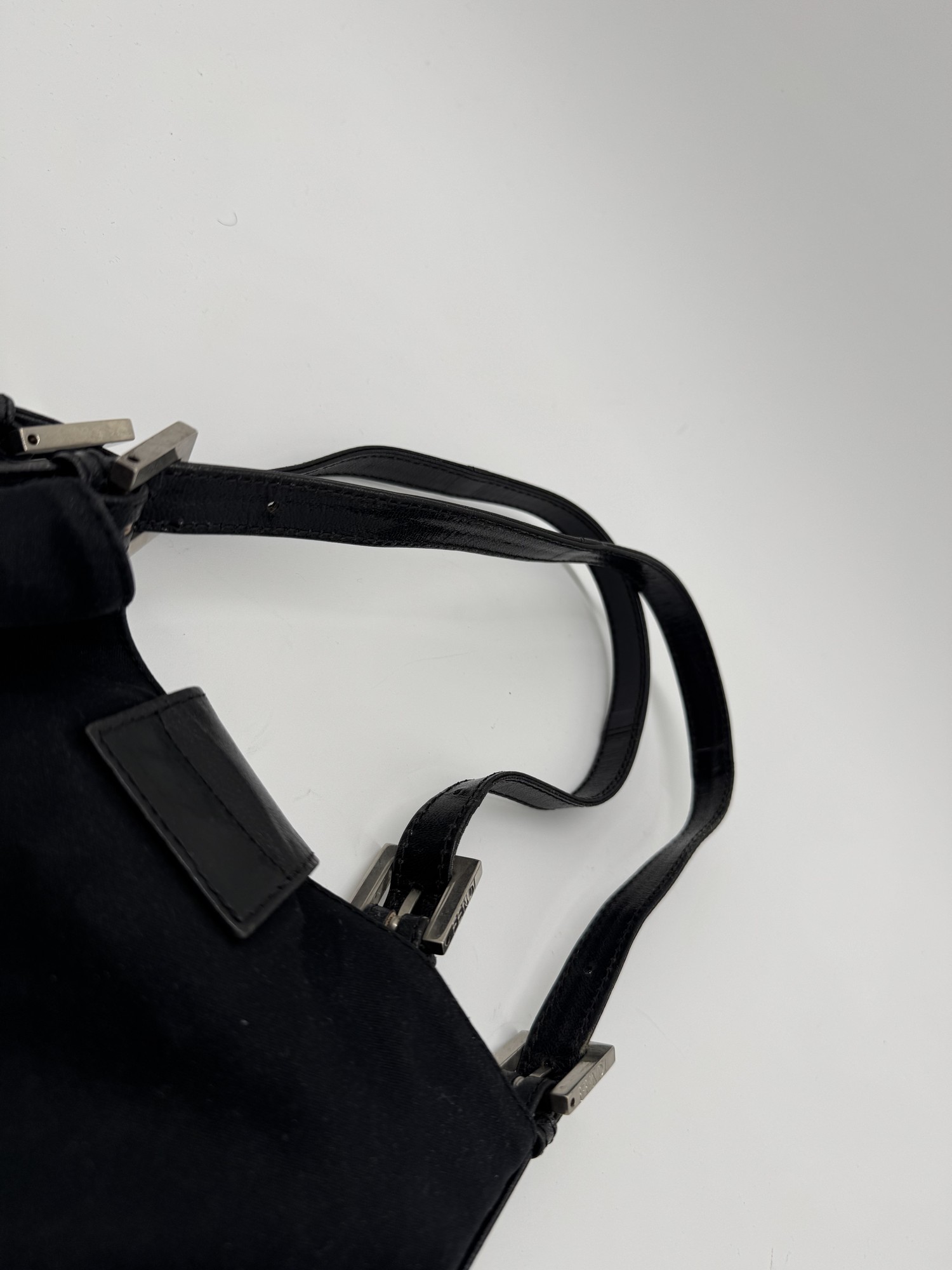Fendi Nylon Black Baguette Shoulder Bag
