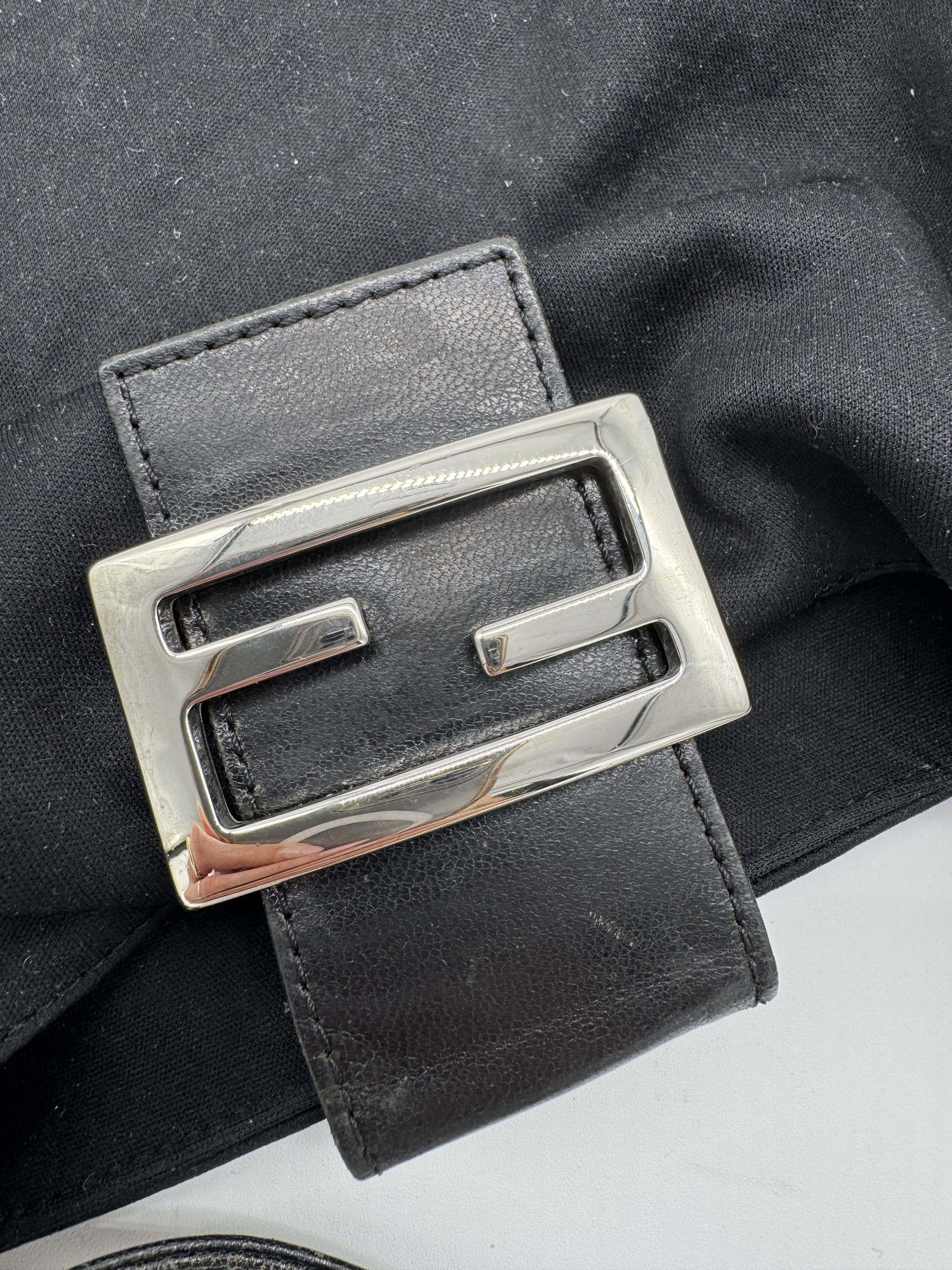 Fendi Nylon Black Baguette Shoulder Bag