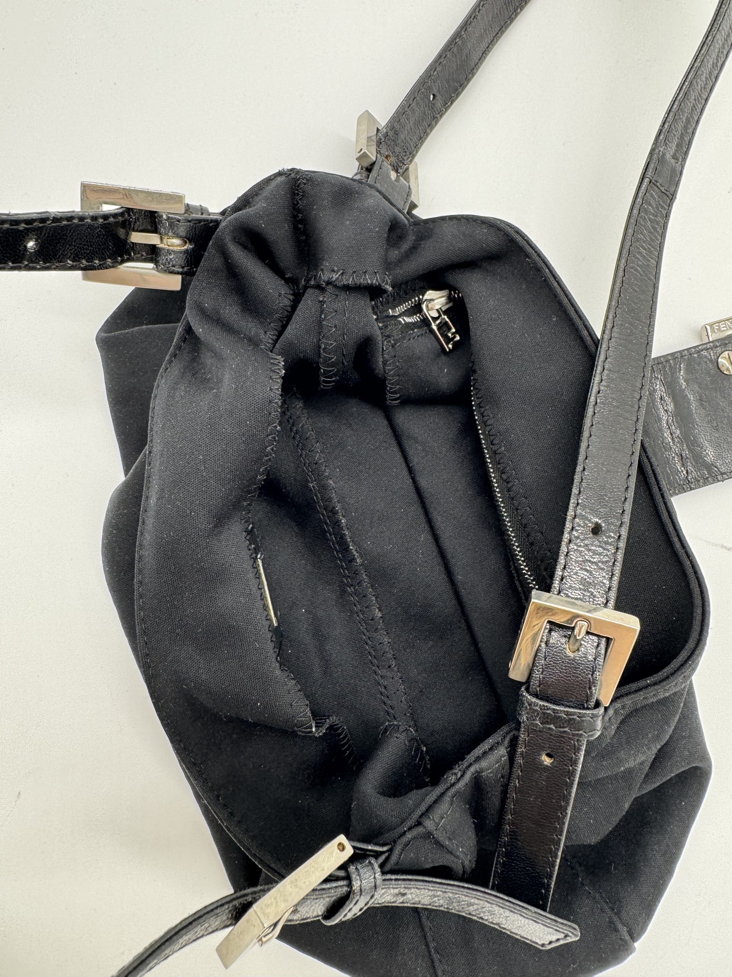 Fendi Nylon Black Baguette Shoulder Bag