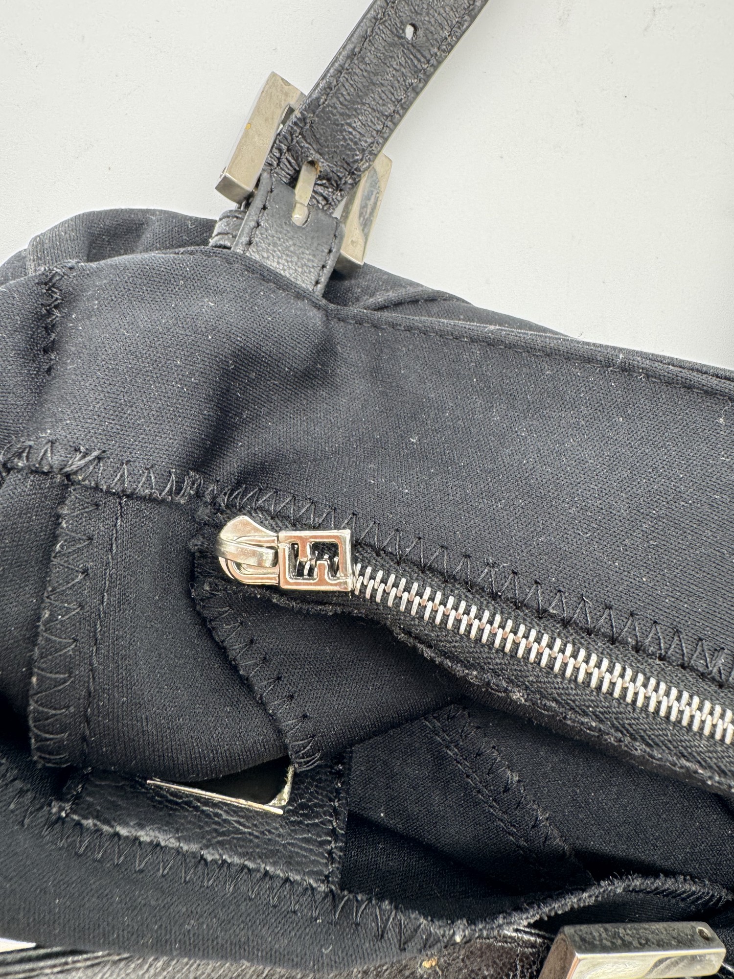 Fendi Nylon Black Baguette Shoulder Bag