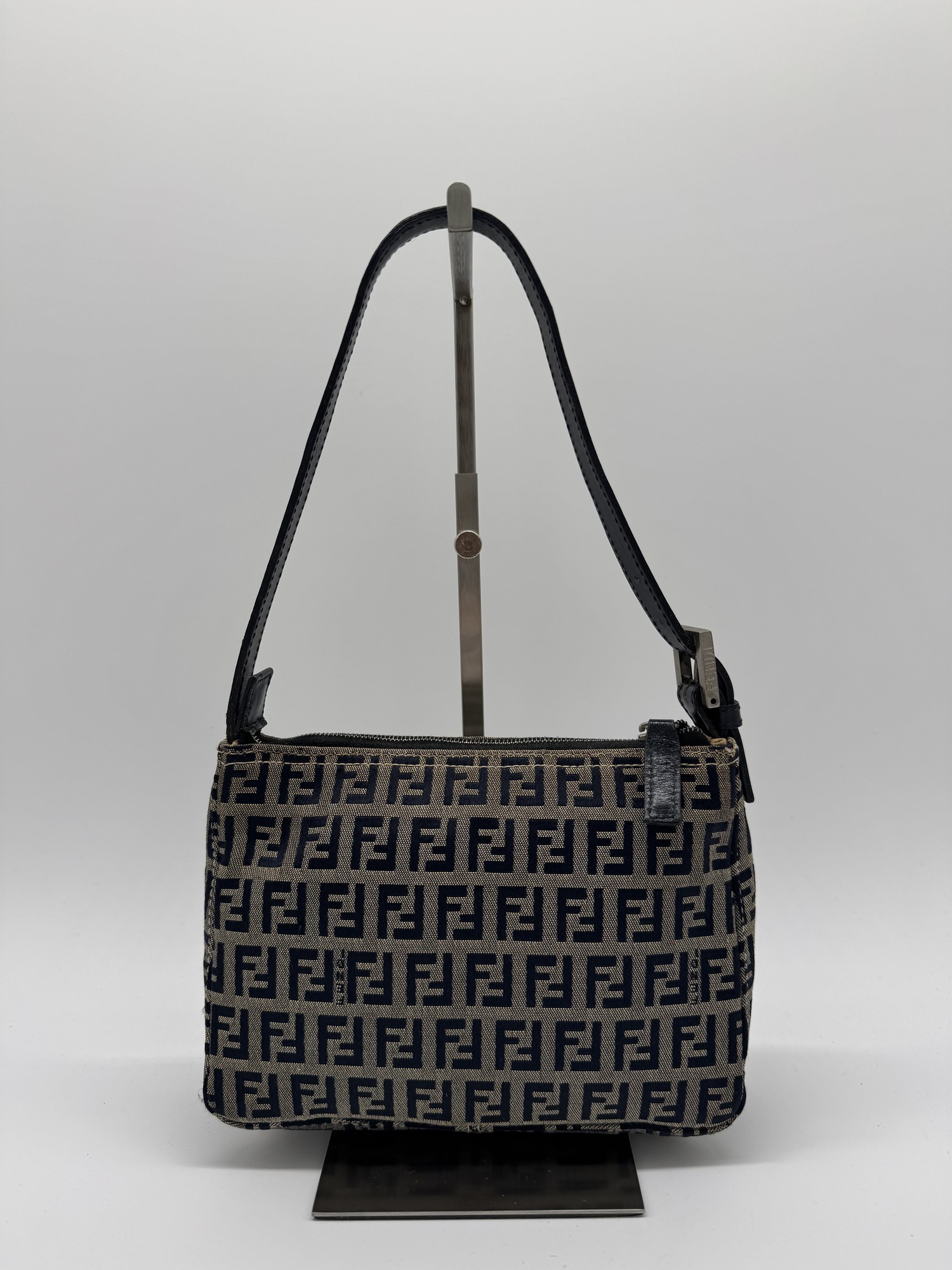 Fendi Zucca Navy Shoulder Bag