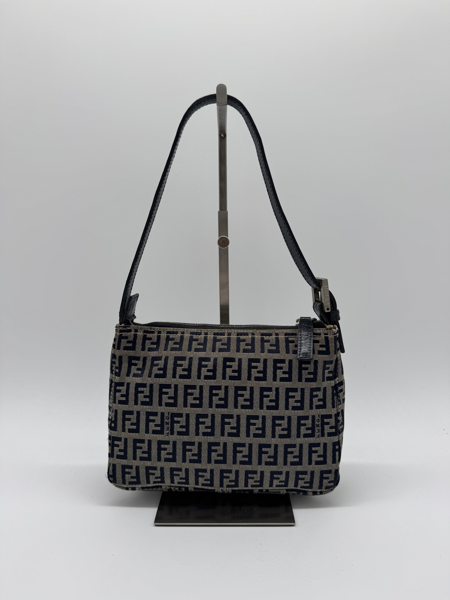 Fendi Zucca Navy Shoulder Bag