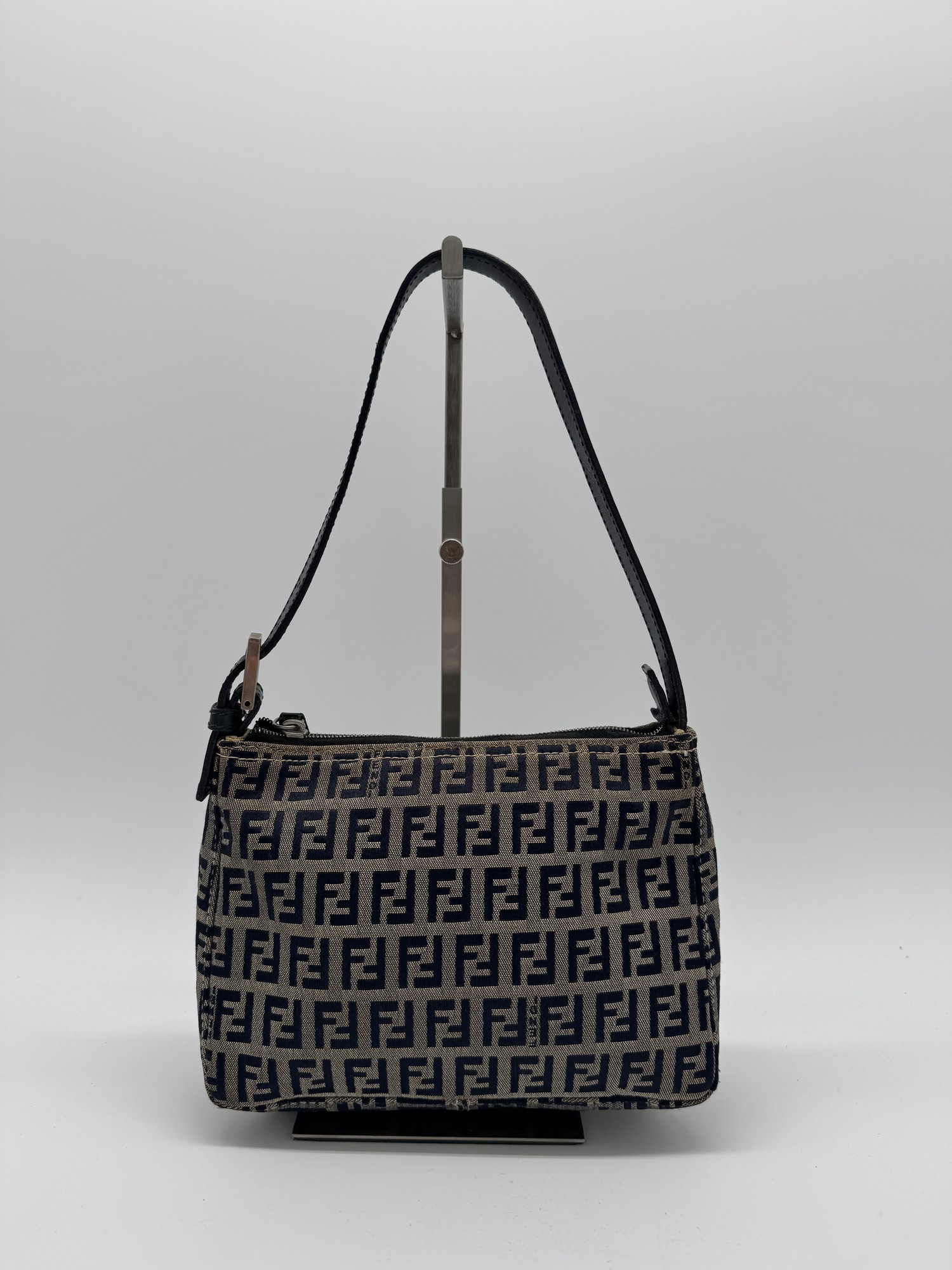 Fendi Zucca Navy Shoulder Bag