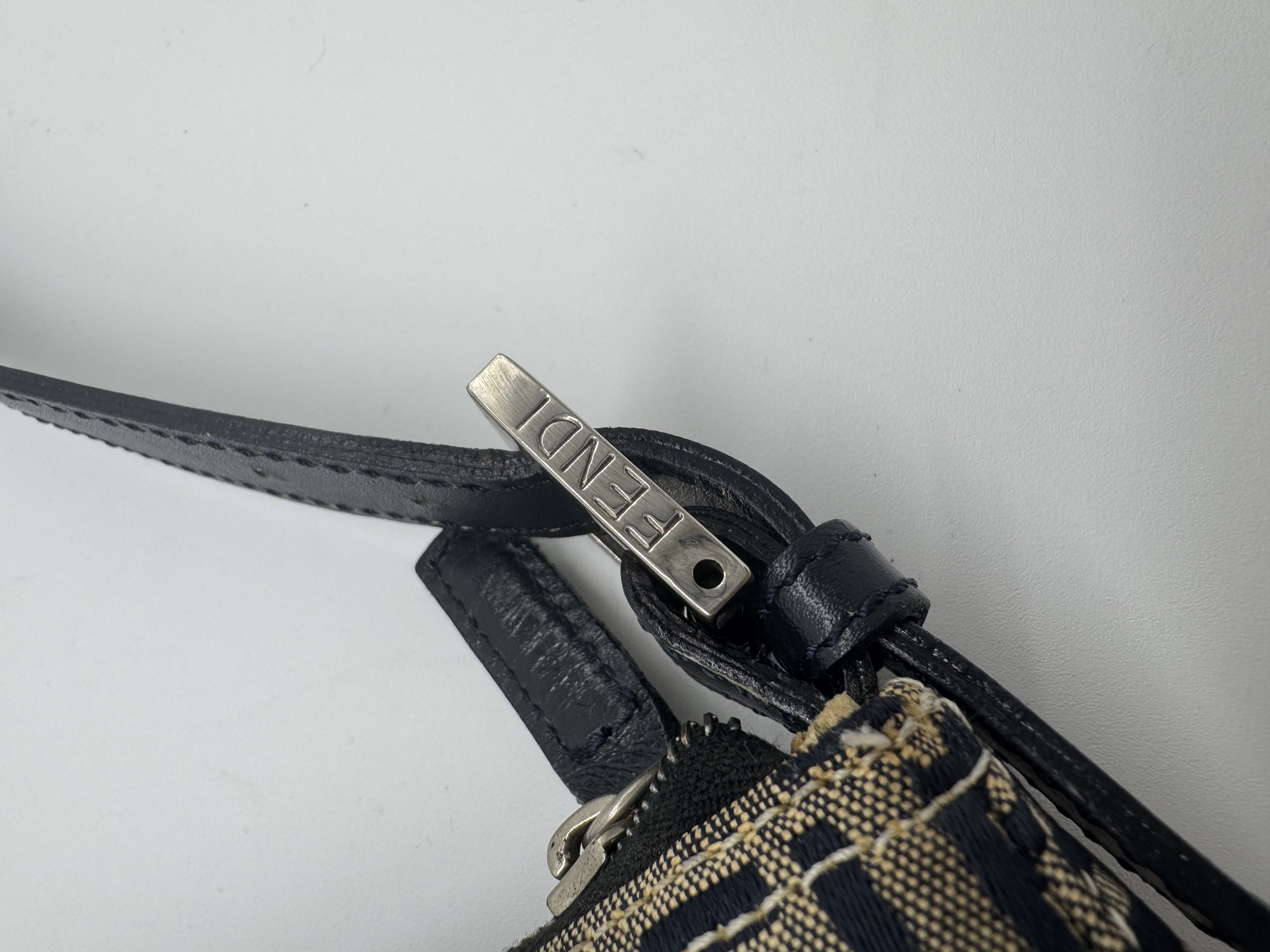 Fendi Zucca Navy Shoulder Bag
