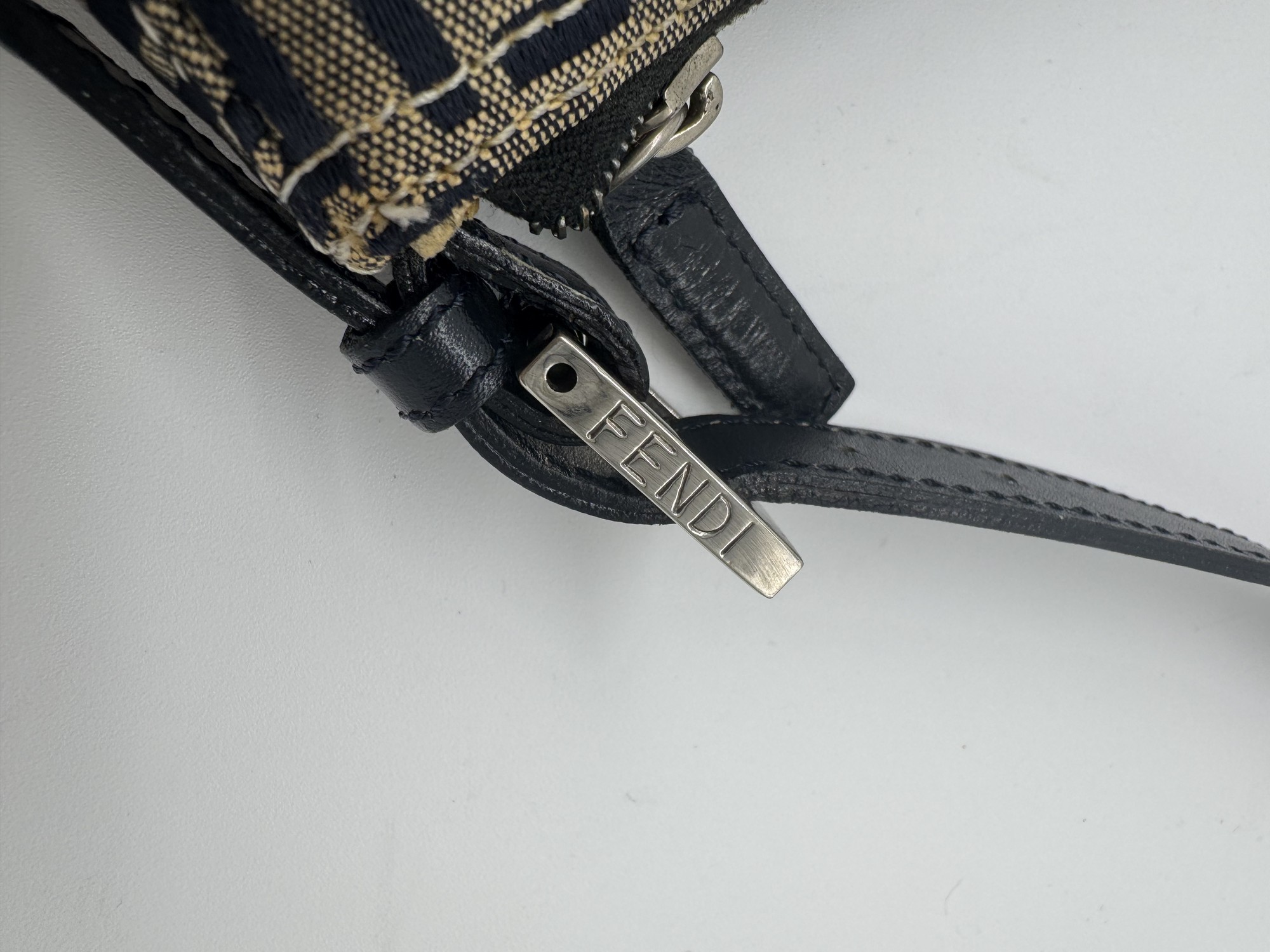 Fendi Zucca Navy Shoulder Bag