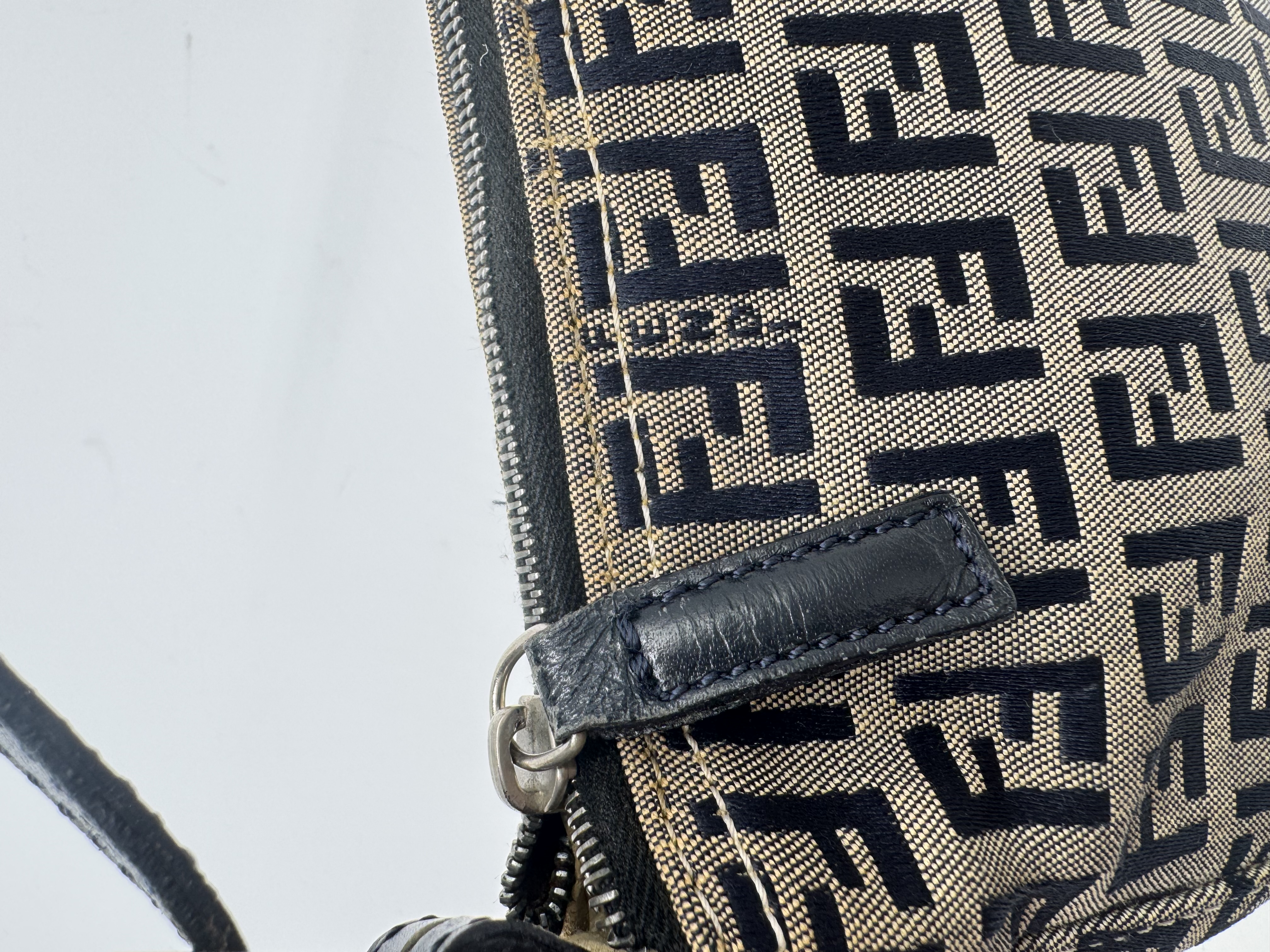 Fendi Zucca Navy Shoulder Bag