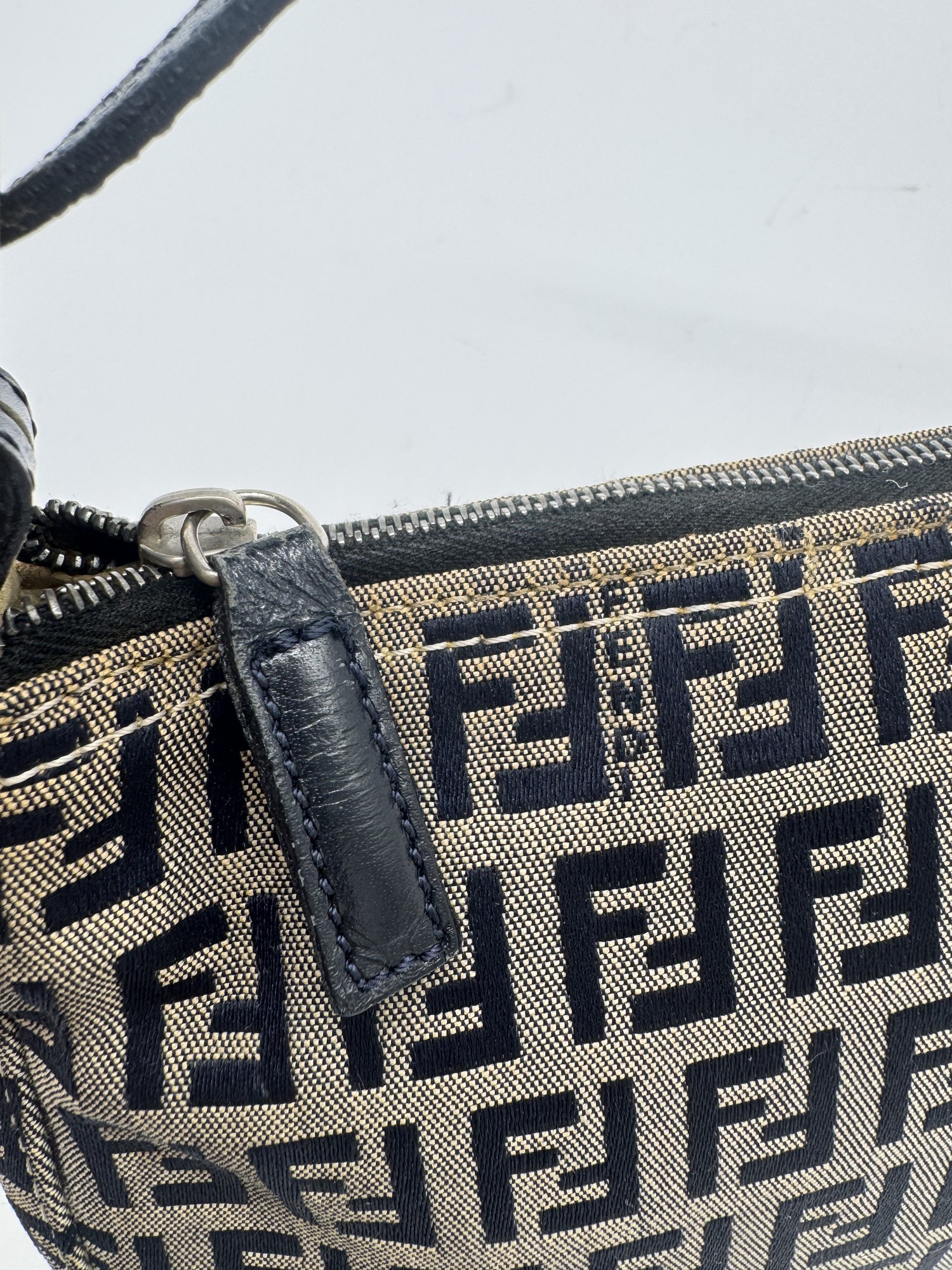 Fendi Zucca Navy Shoulder Bag