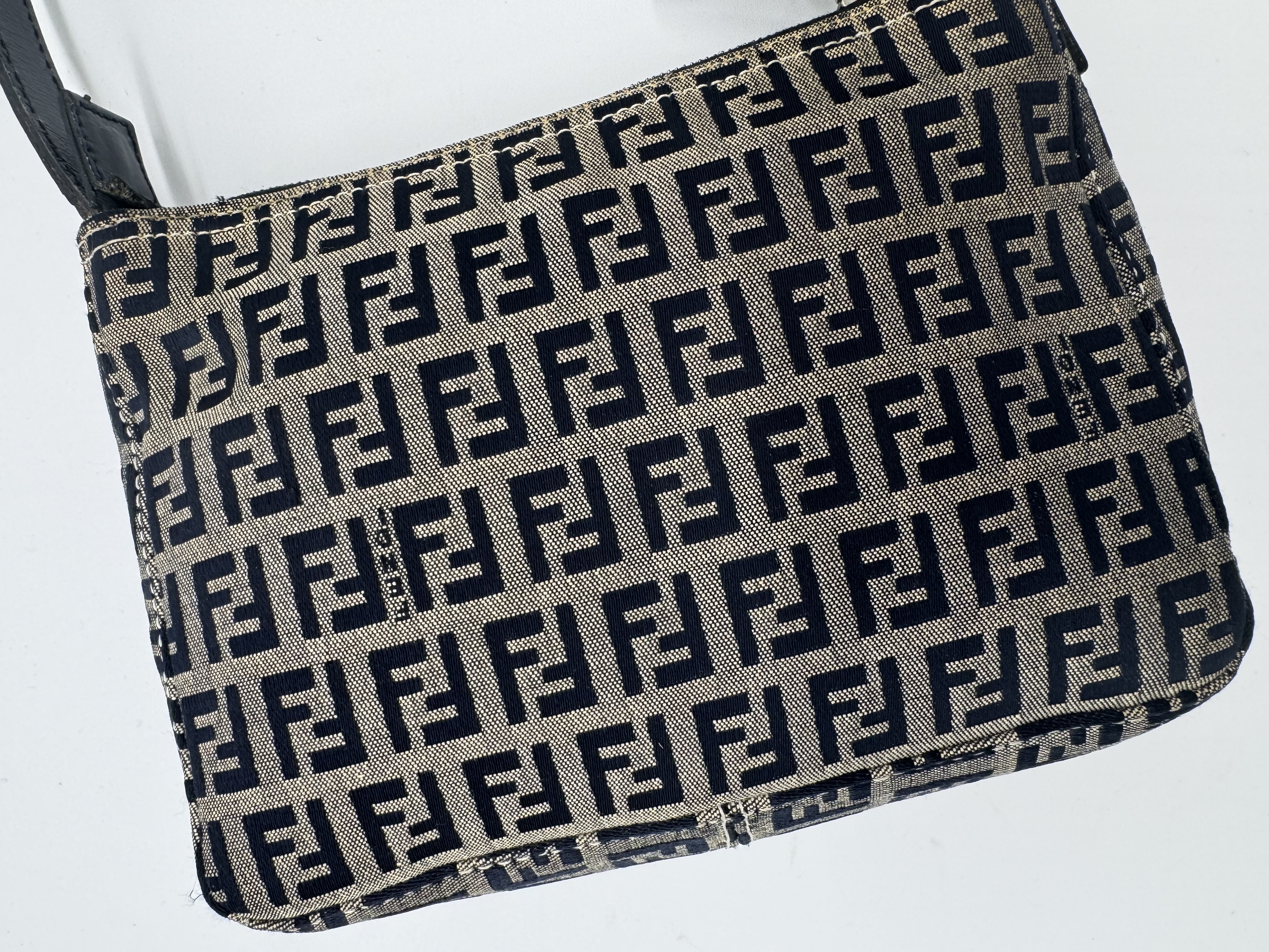 Fendi Zucca Navy Shoulder Bag