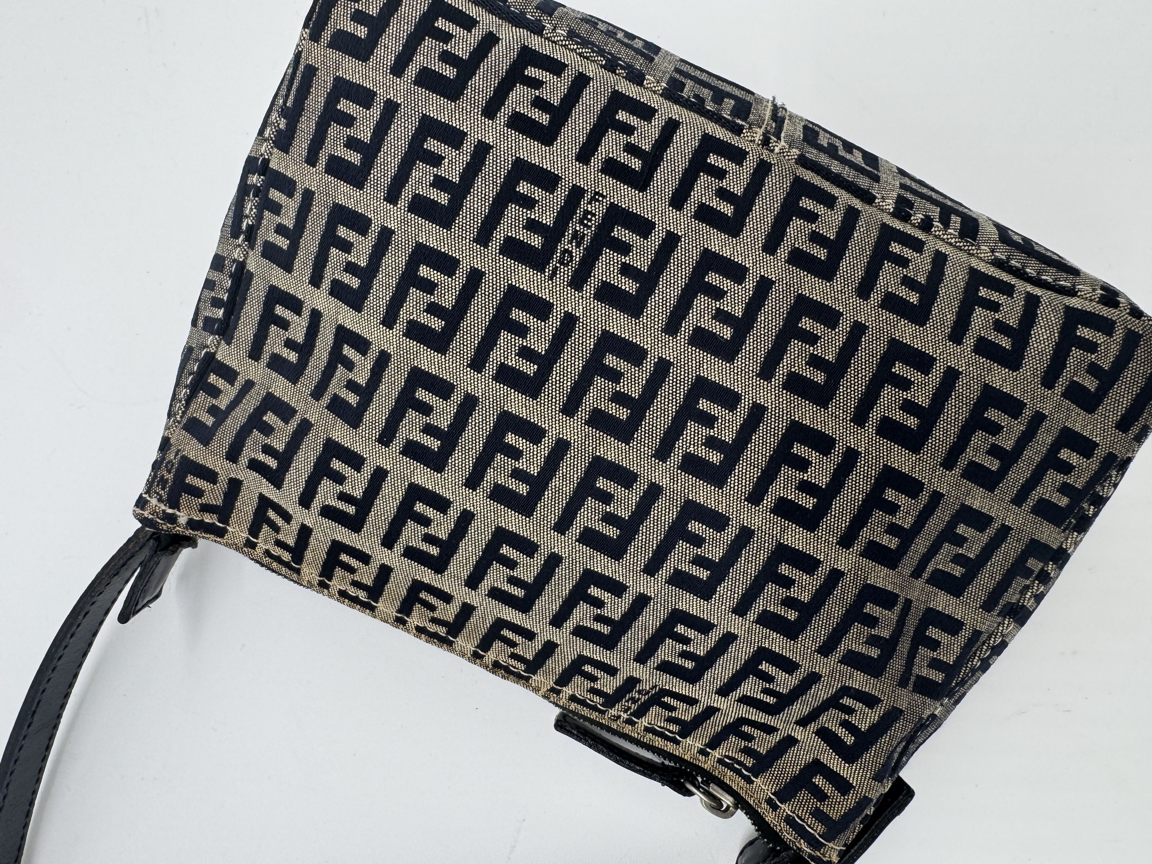 Fendi Zucca Navy Shoulder Bag