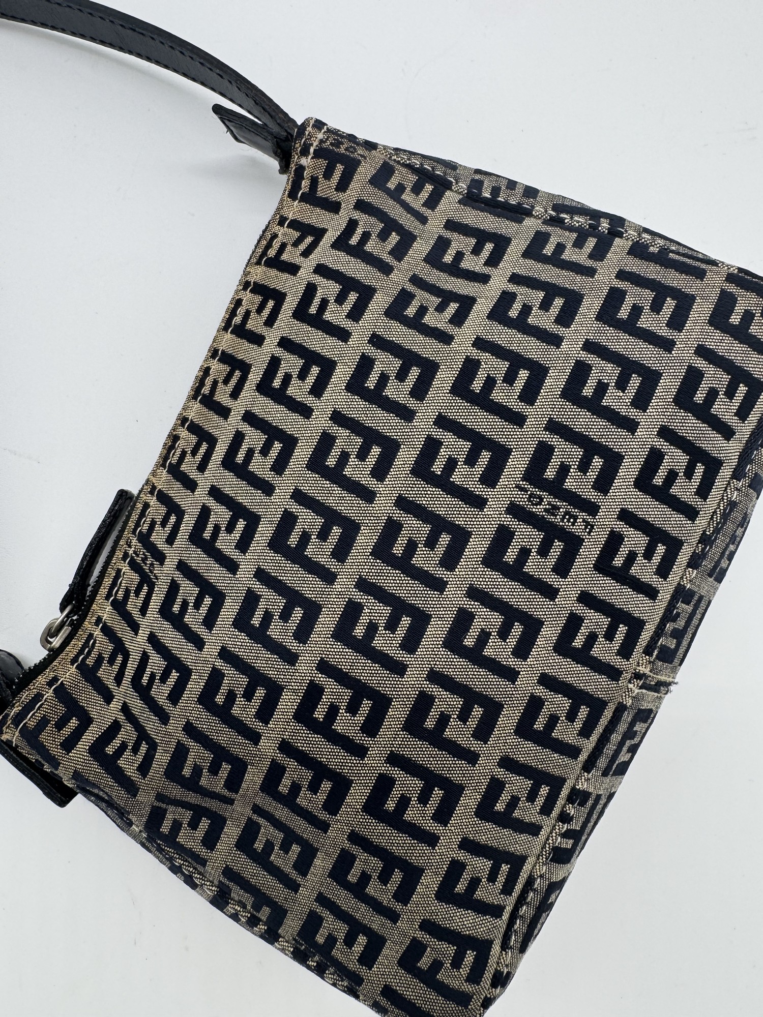 Fendi Zucca Navy Shoulder Bag
