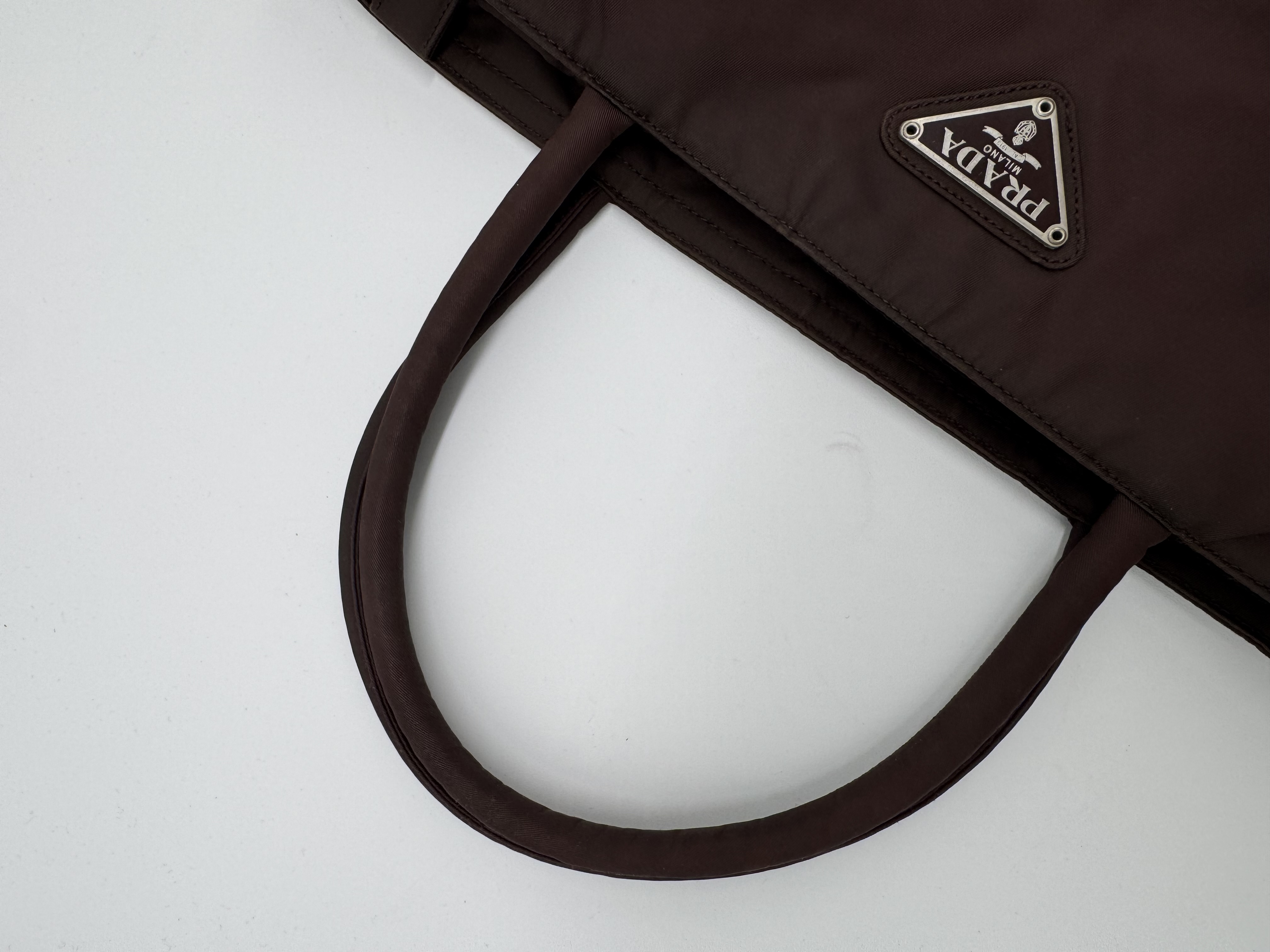 Prada Tessuto Nylon Brown Tote Bag