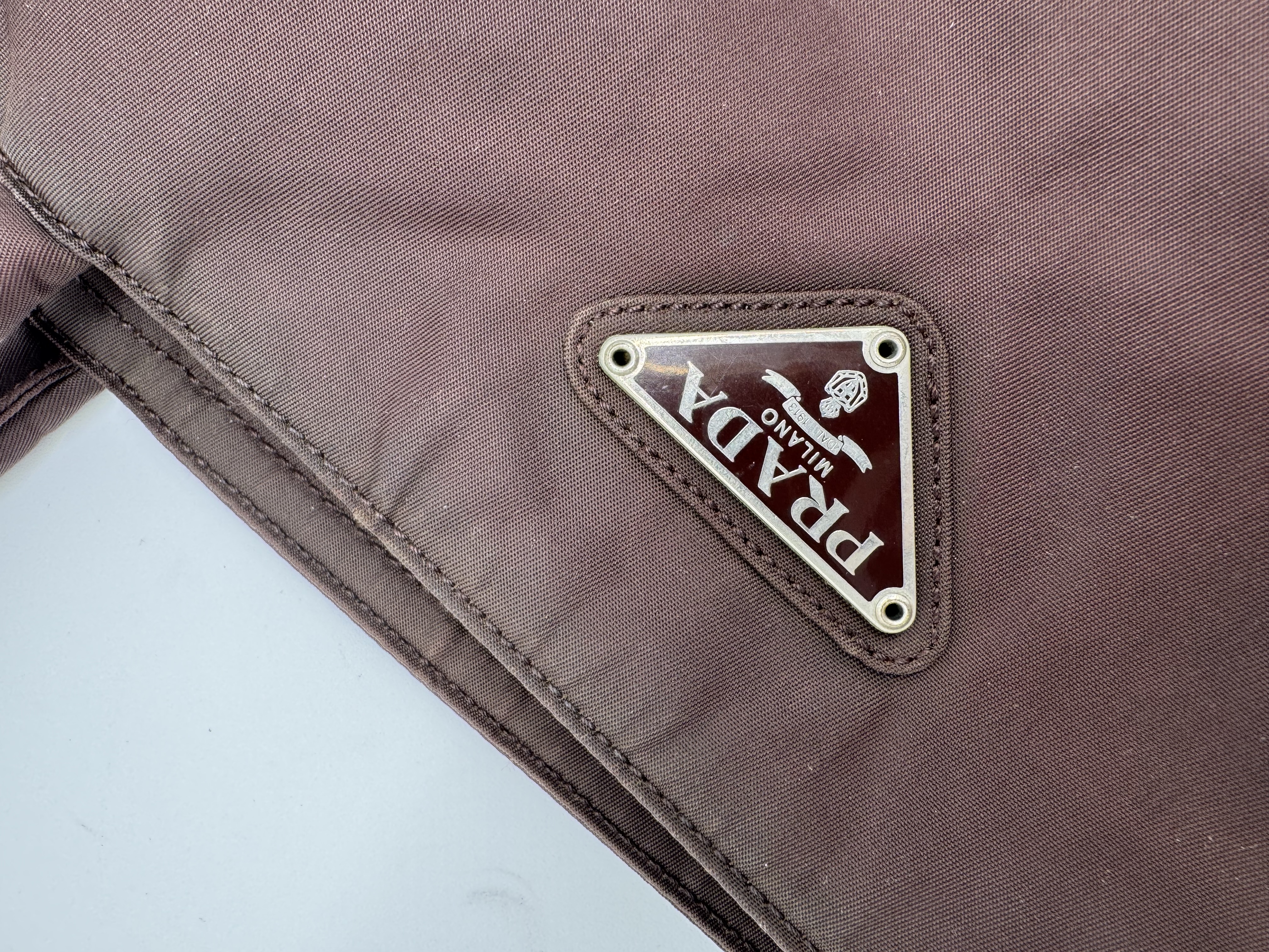 Prada Tessuto Nylon Brown Tote Bag